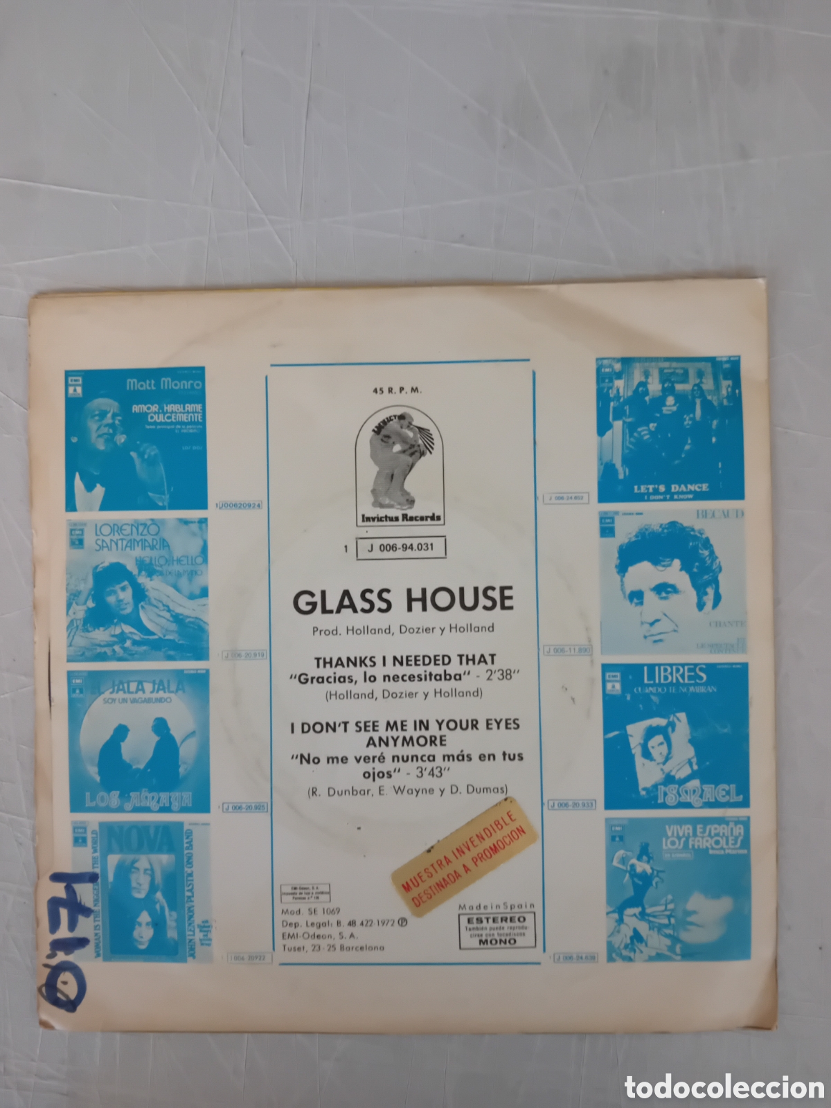 Discos de vinilo: GLASS HOUSE. THANKS I NEEDED THAT - Foto 2
