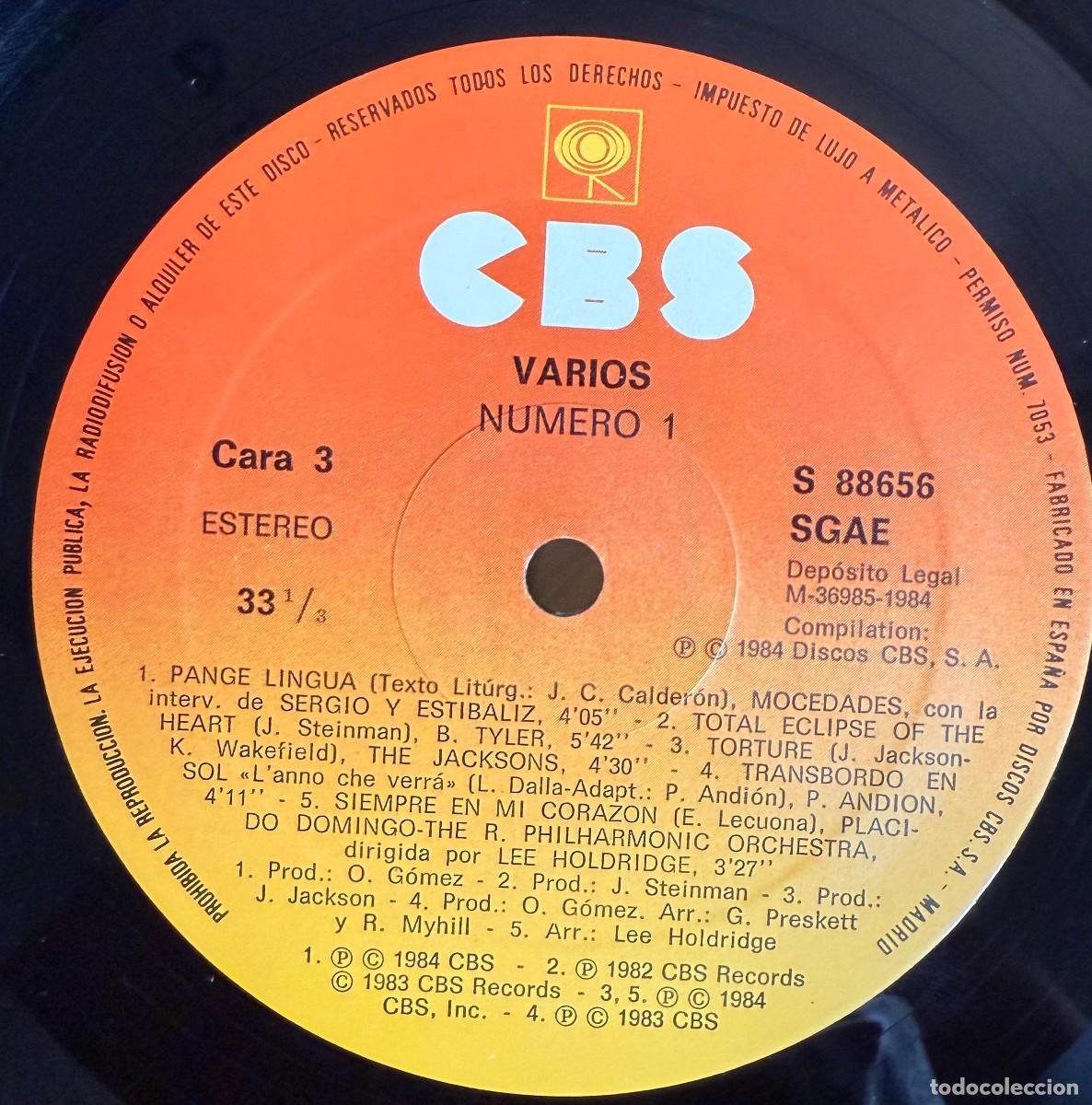 Discos de vinilo: Various &lrm;&ndash; Numero 1. Disco vinilo. Estado vg /vg. 1984 - Foto 3