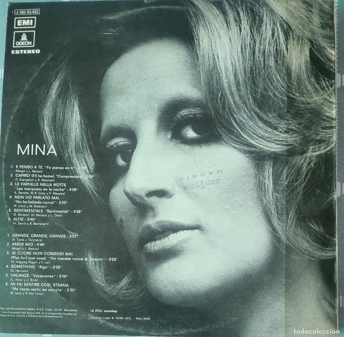 Discos de vinilo: Mina Lp sello Emi-Odeon editado en Espa&ntilde;a...a&ntilde;o 1972. - Foto 2