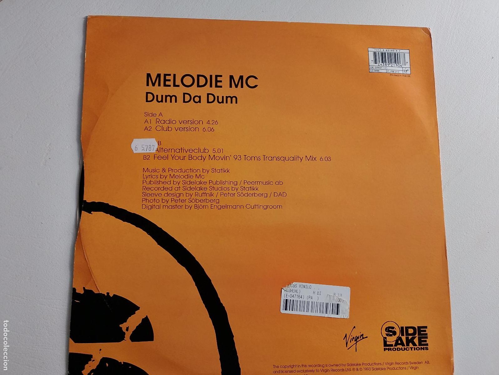 Discos de vinilo: Melodie MC &lrm;&ndash; Dum Da Dum 1993 electronic - Foto 2