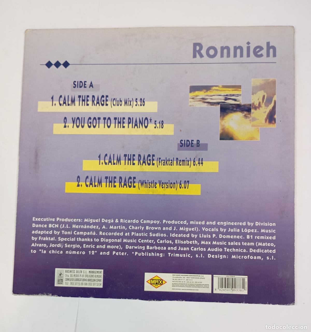 Discos de vinilo: RONNIEH. CALM THE RAGE. MAXI-SINGLE. TDKDA78 - Foto 2