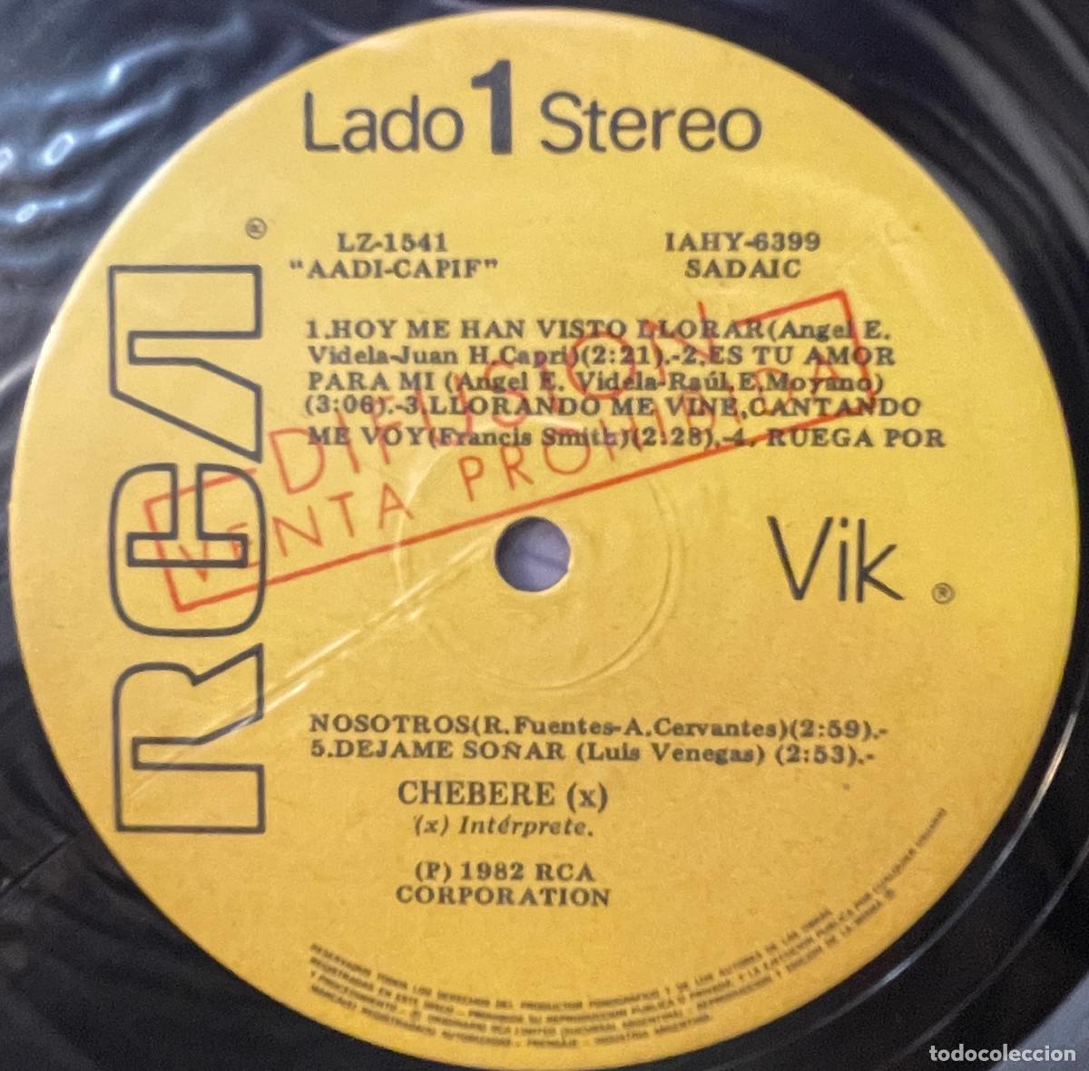 Discos de vinilo: CHEBERE / CHEBERE (LP RCA 1982) ARGENTINA - Foto 3