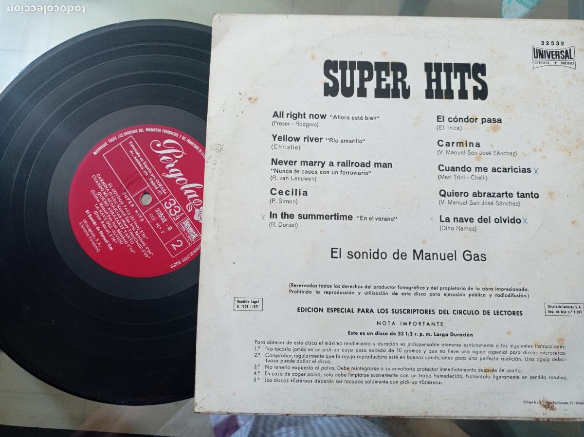 Discos de vinilo: SUPER HITS. EL SONIDO DE MANUEL GAS - Foto 2