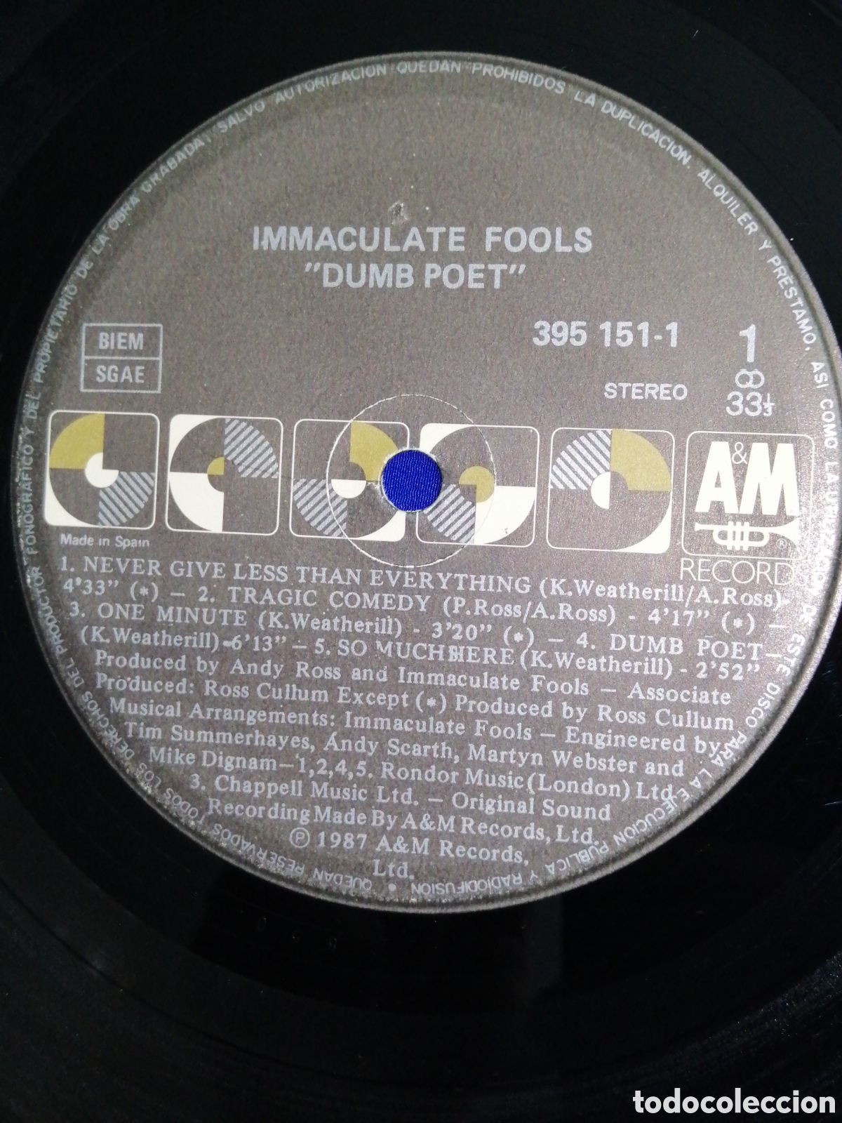 Discos de vinilo: INMACULATE FOOLS - DUMB POET - AM RECORDS 1987 - Foto 7