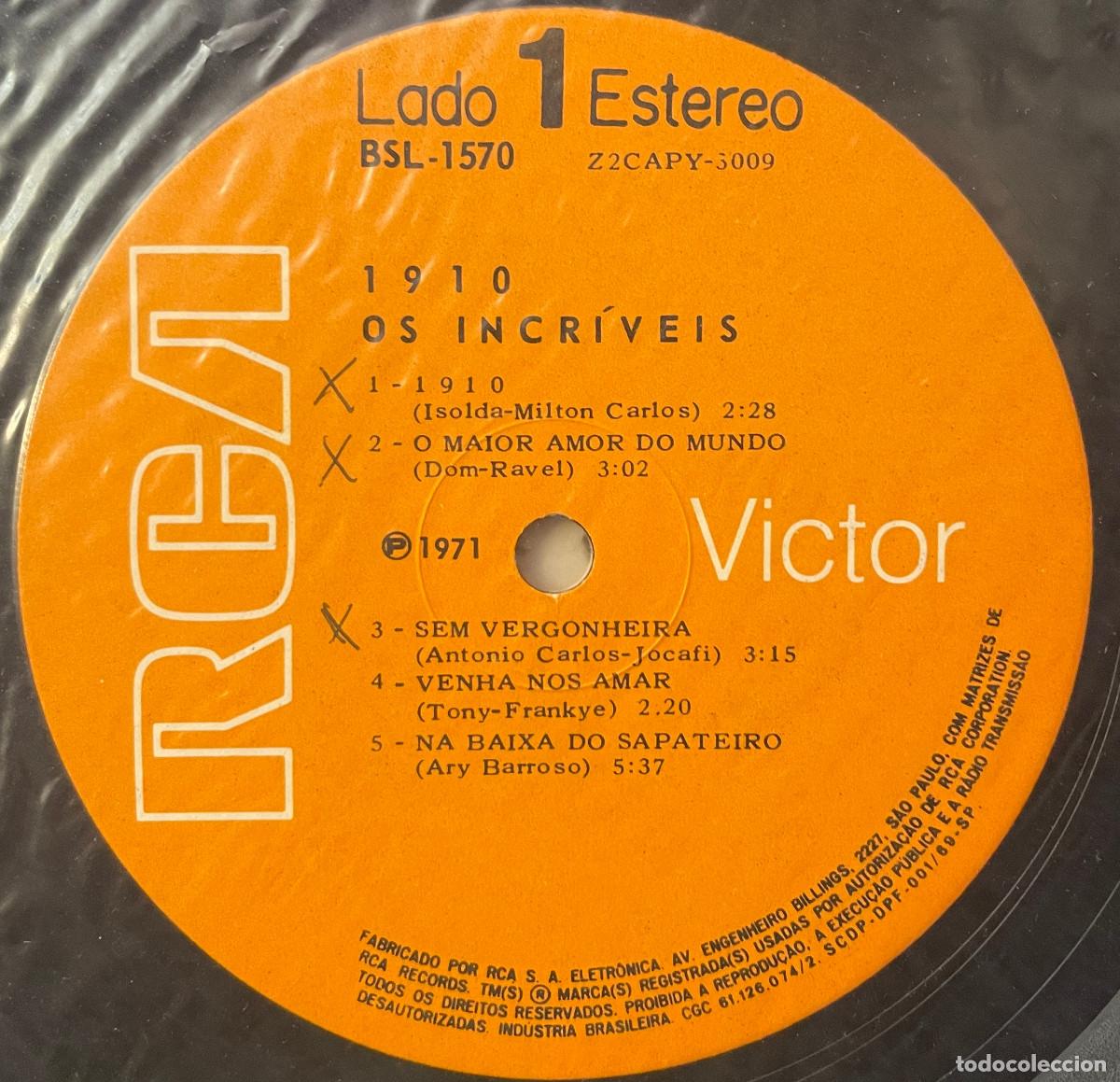 Discos de vinilo: OS INCRIVEIS / 1910 (LP RCA 1971) BRASIL - Foto 3
