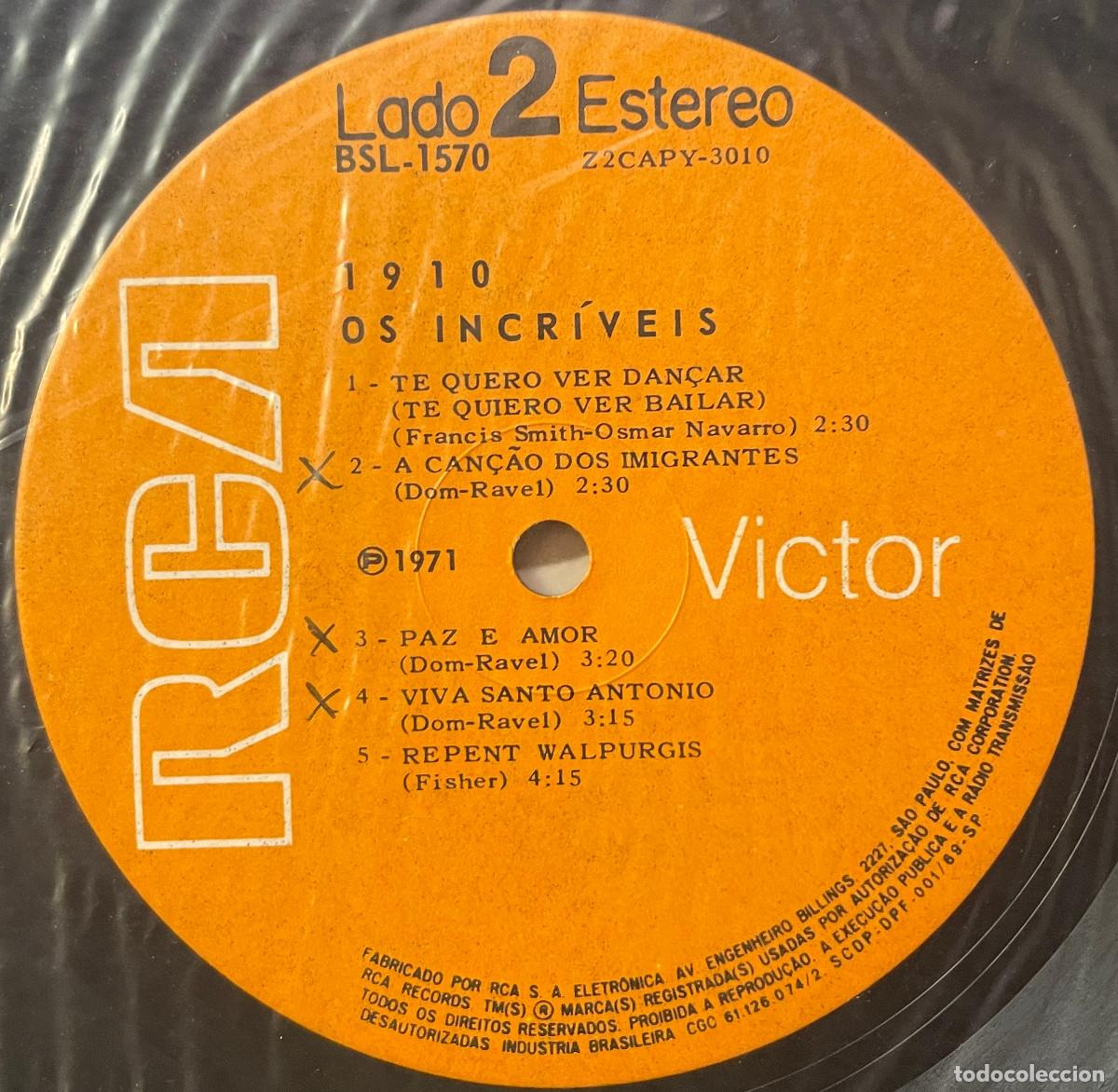 Discos de vinilo: OS INCRIVEIS / 1910 (LP RCA 1971) BRASIL - Foto 4