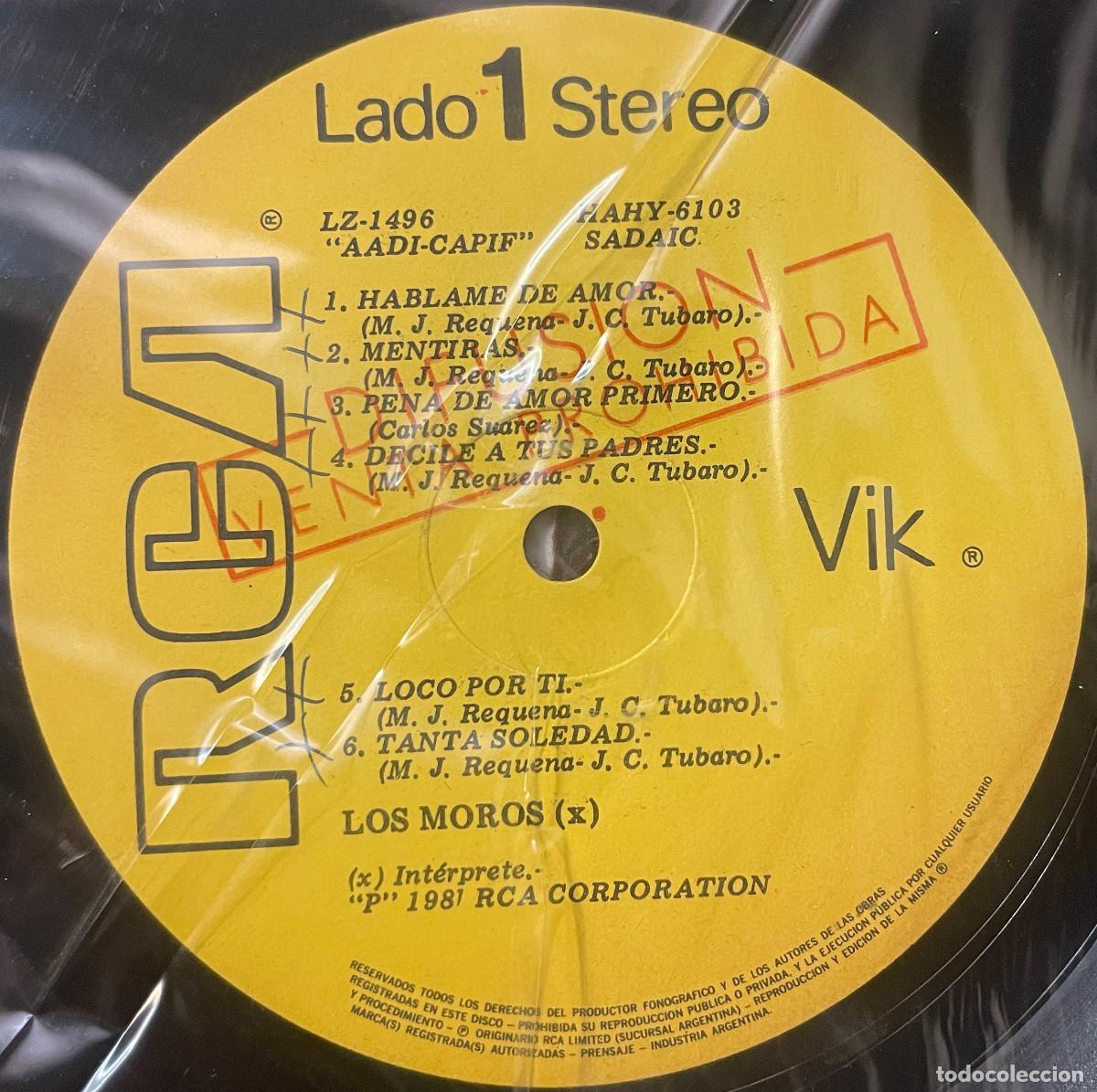 Discos de vinilo: LOS MOROS / LOS MOROS (LP RCA 1981) ARGENTINA - Foto 3