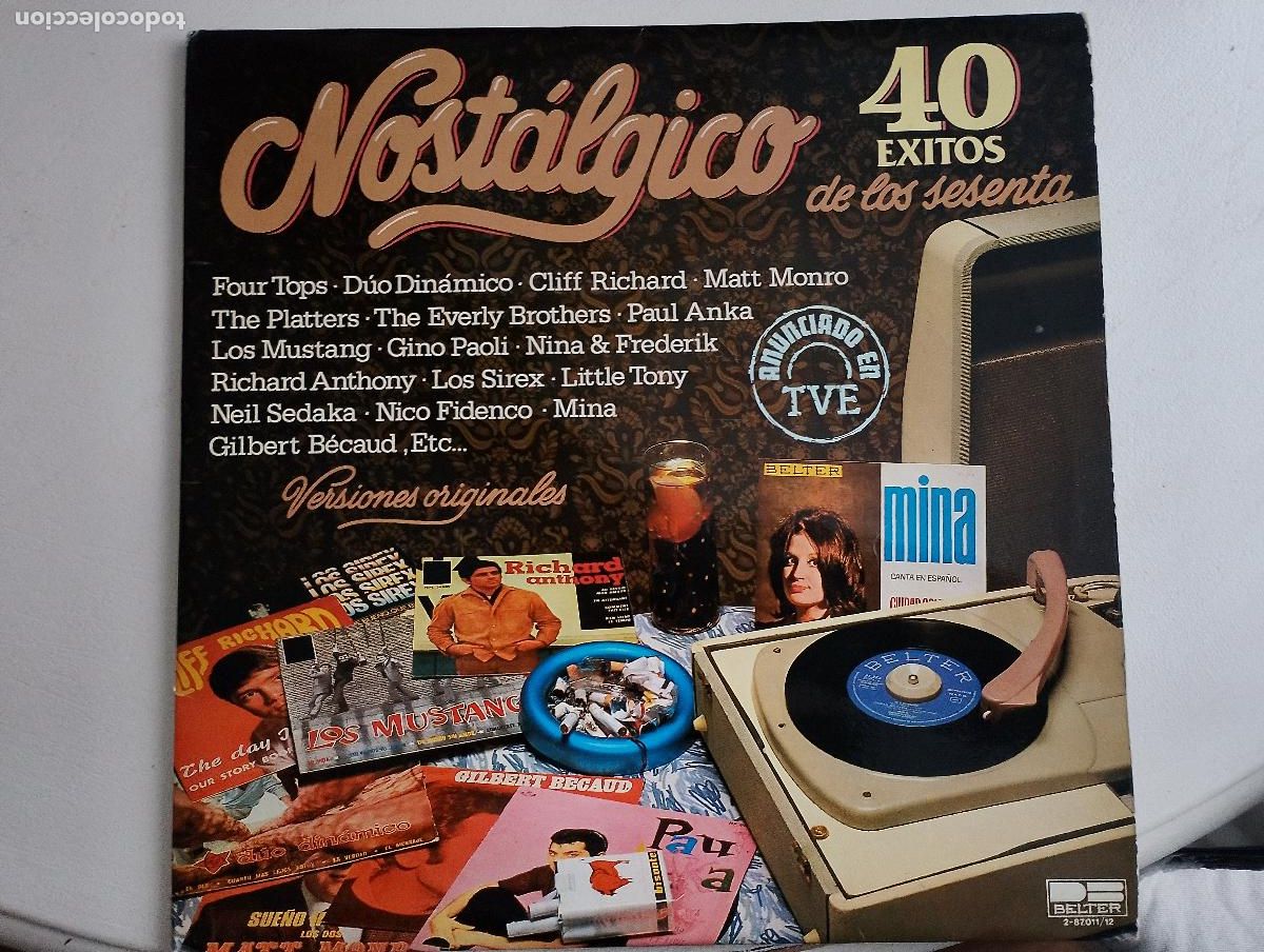 Discos de vinilo: Various &lrm;&ndash; Nost&aacute;lgico - 40 Exitos De Los 60 Spain 1981 G&eacute;nero: Latin, Pop 2 LPS - Foto 2