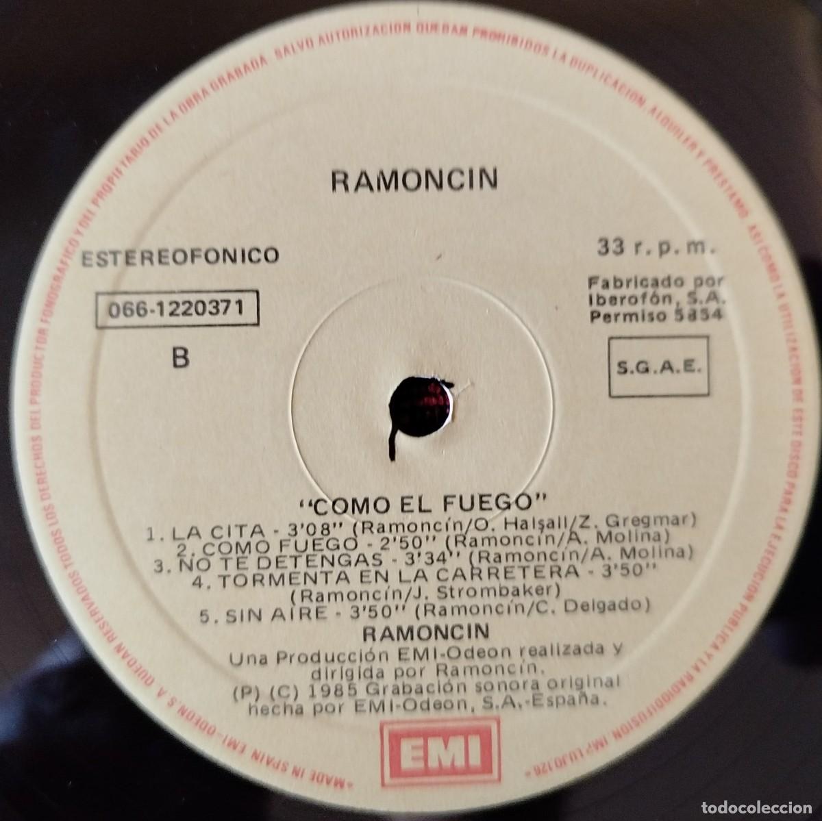 Discos de vinilo: RAMONCIN ** Como El Fuego ** VINILO LP 1985 - Foto 4