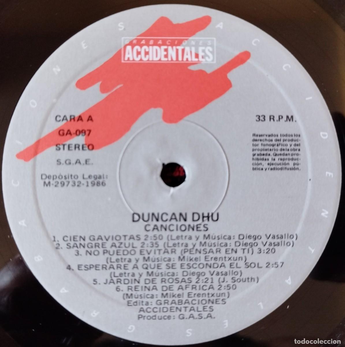Discos de vinilo: DUNCAN DHU ** Canciones ** VINILO LP 1986 - Foto 3