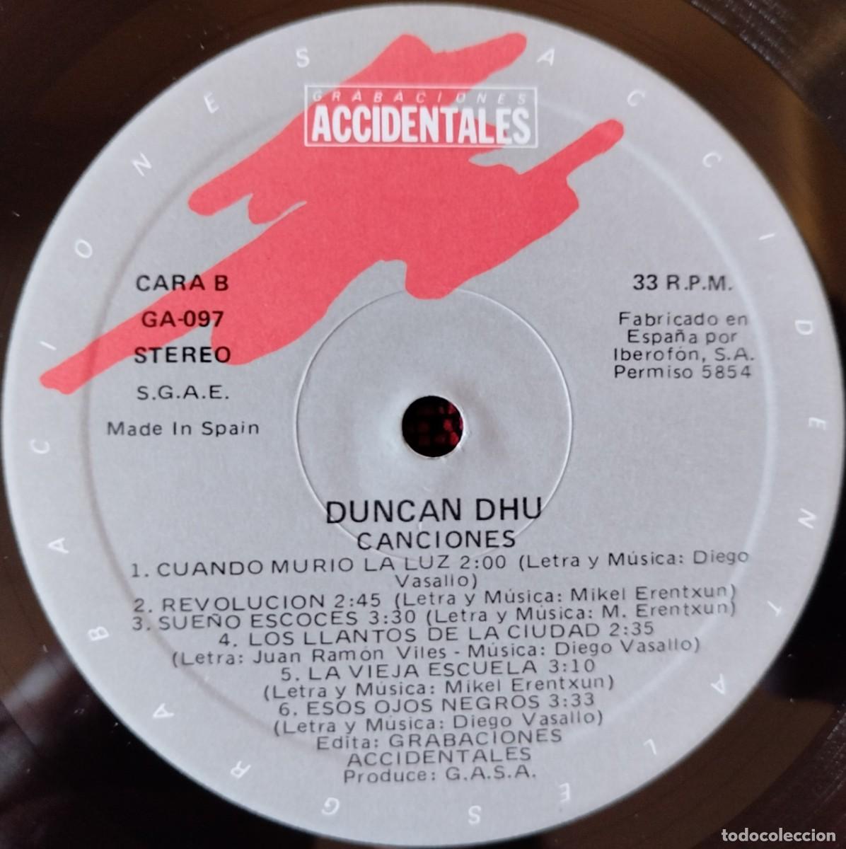 Discos de vinilo: DUNCAN DHU ** Canciones ** VINILO LP 1986 - Foto 4