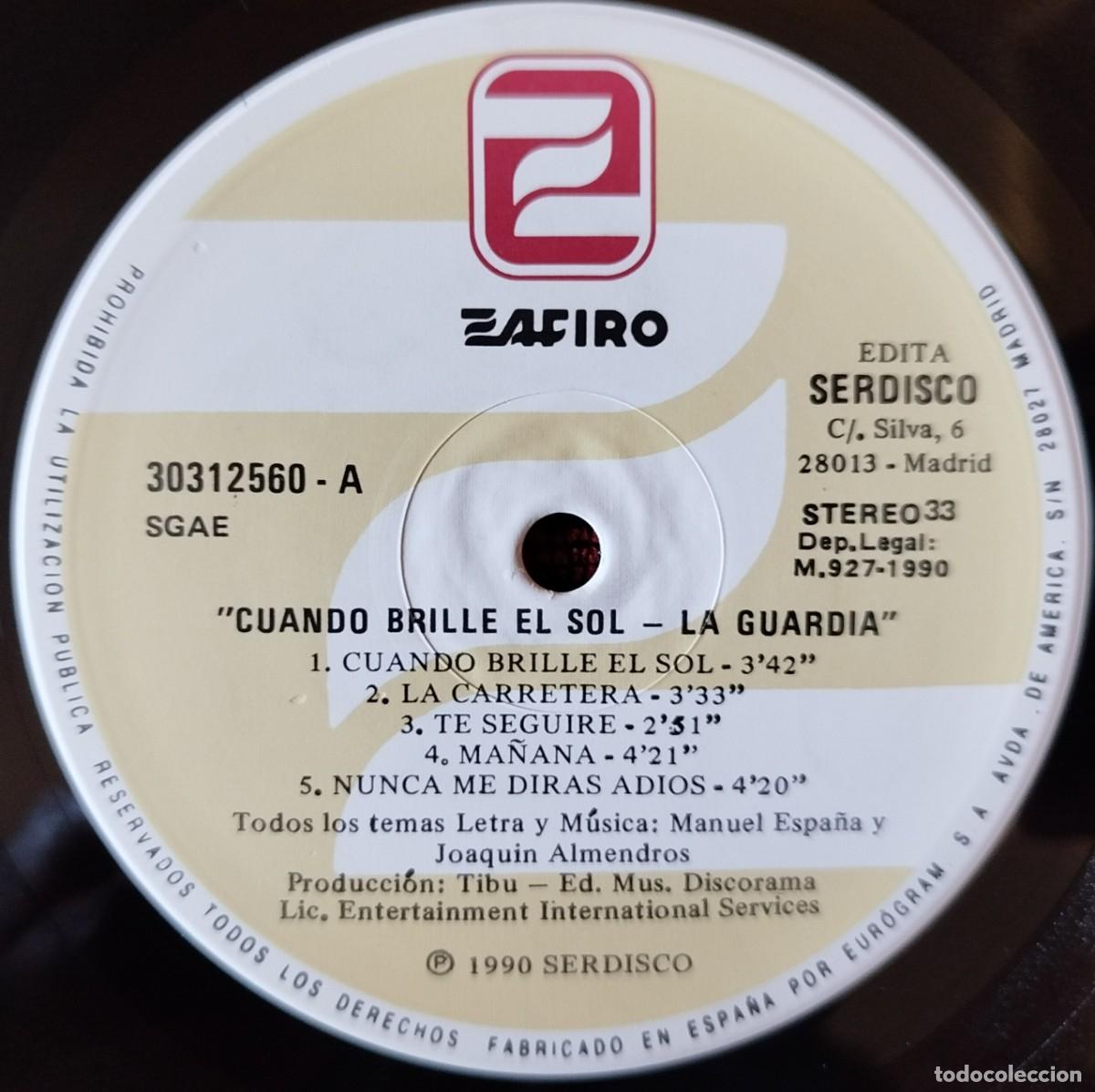 Discos de vinilo: LA GUARDIA ** Cuando Brille El Sol ** VINILO LP 1990 - Foto 3