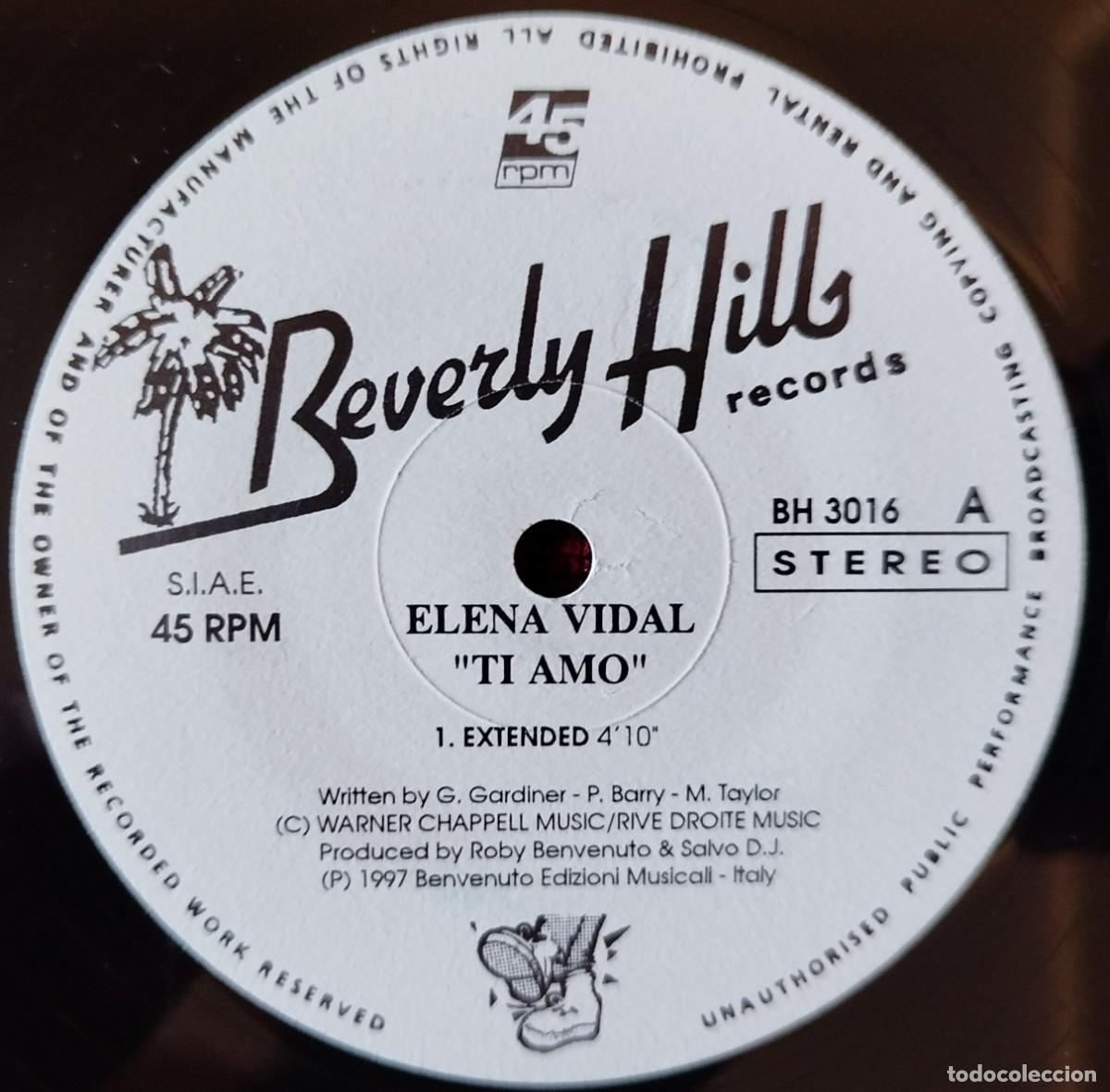 Discos de vinilo: ELENA VIDAL ** Ti Amo ** MAXI SINGLE VINILO 1987 - Foto 1