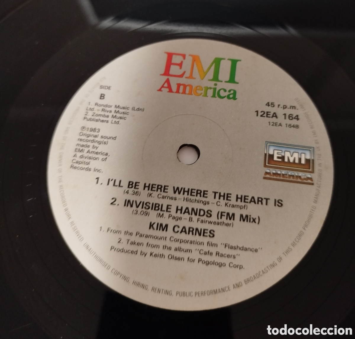 Discos de vinilo: Kim Carnes - Invisible hands. Edici&oacute;n UK - Foto 2