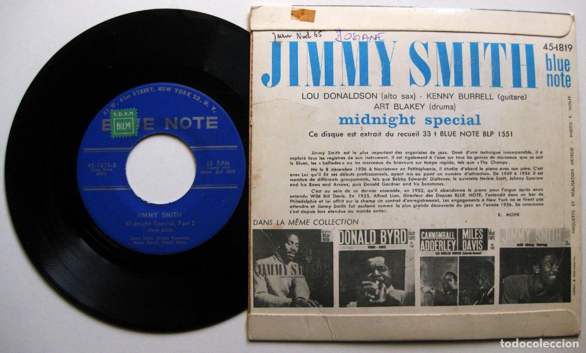 Discos de vinilo: Jimmy Smith - Midnight Special - Single Blue Note &lrm;1961 Francia BPY - Foto 2
