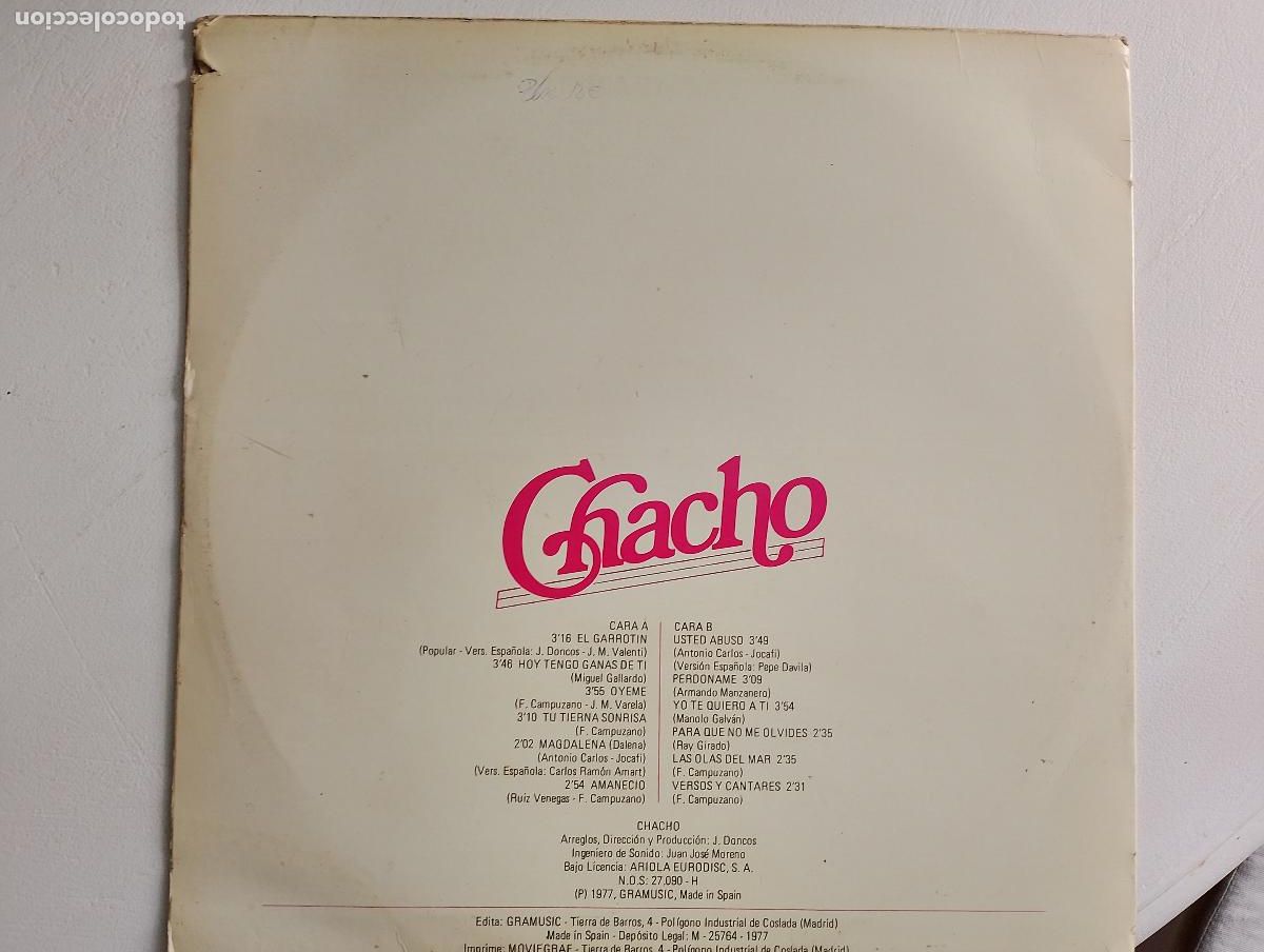 Discos de vinilo: CHACHO-EL GARROTIN-ORIGINAL 1977 - Foto 5