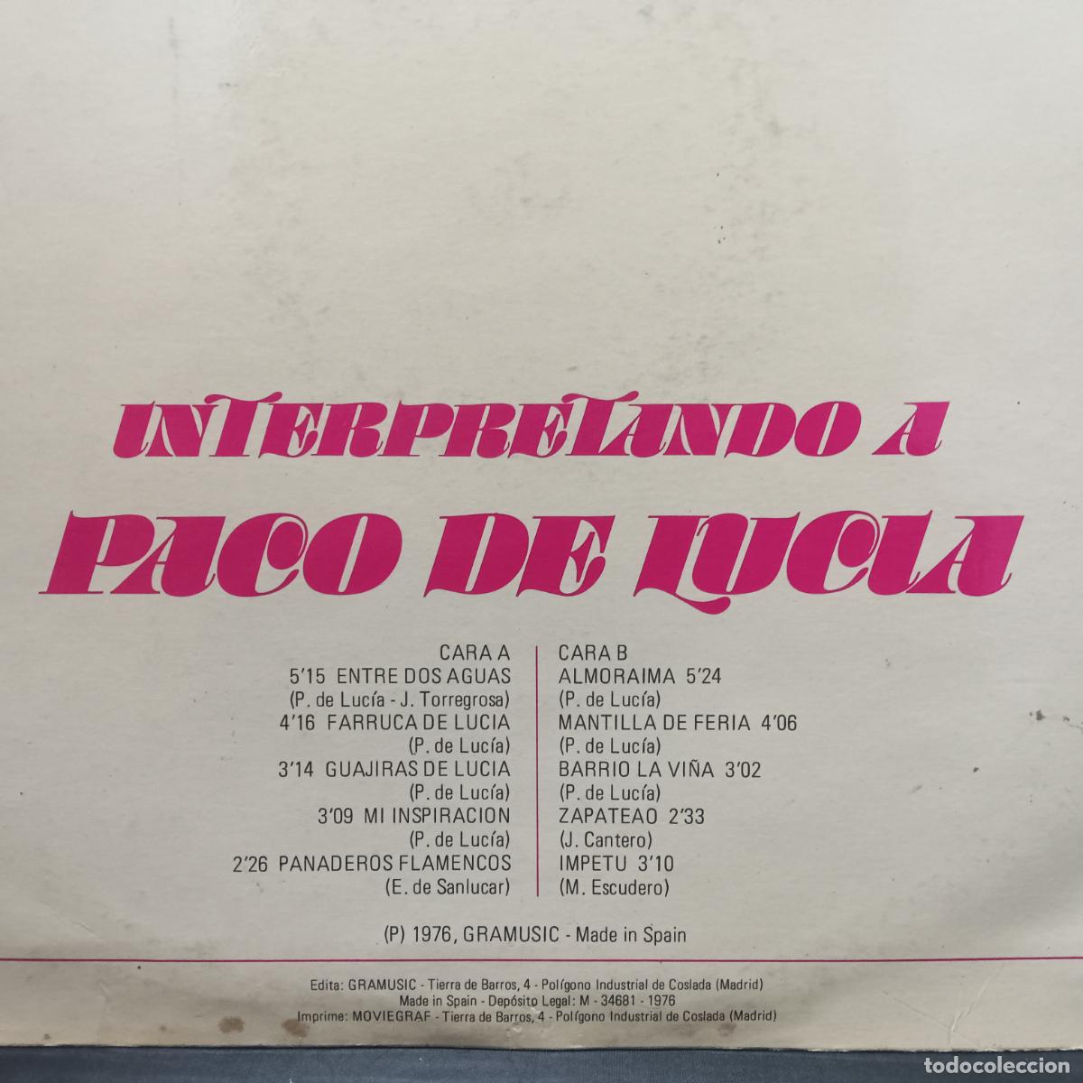 Discos de vinilo: INTERPRETANDO a PACO DE LUCIA. LP 1976 - Foto 2