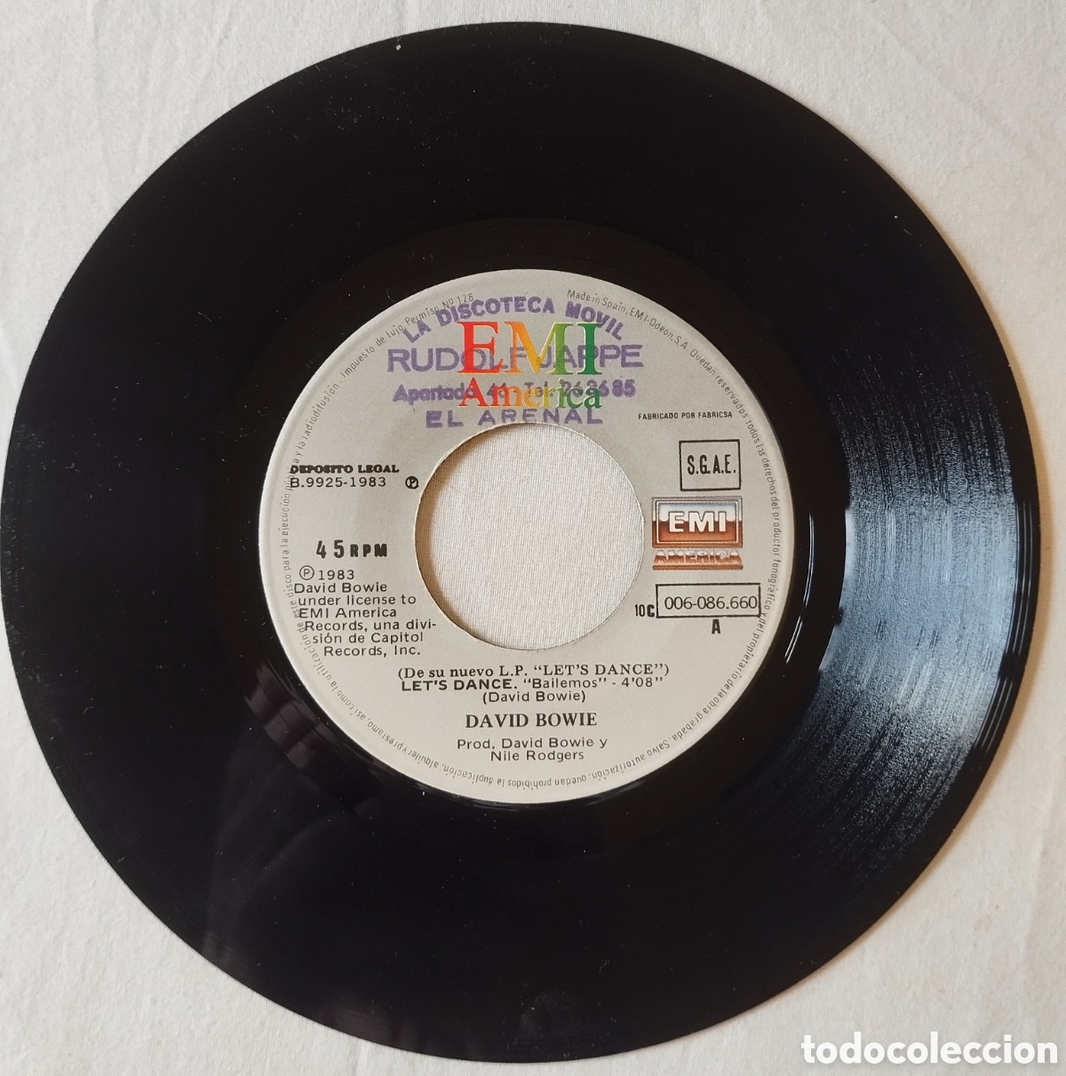 Discos de vinilo: David Bowie - Bailemos - Lets dance - single - Foto 5