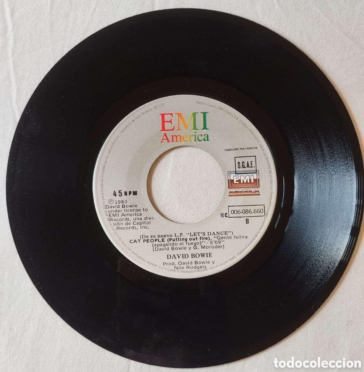 Discos de vinilo: David Bowie - Bailemos - Lets dance - single - Foto 7
