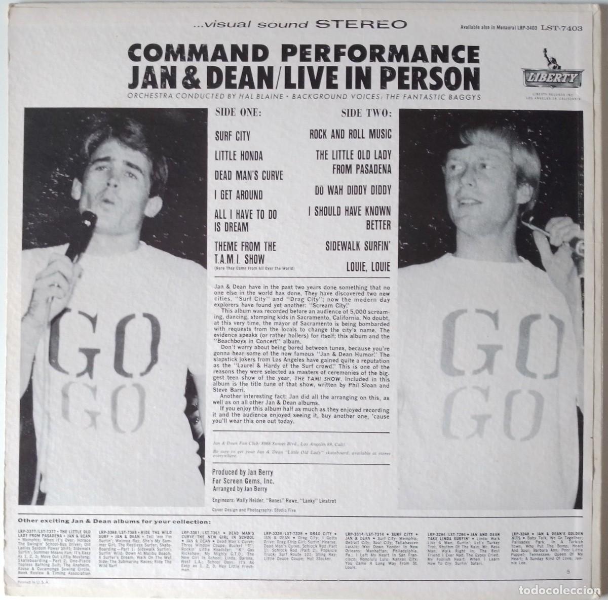 Discos de vinilo: Jan & Dean...Command Performance. (Liberty &lrm;1965) Usa. Surf. - Foto 2