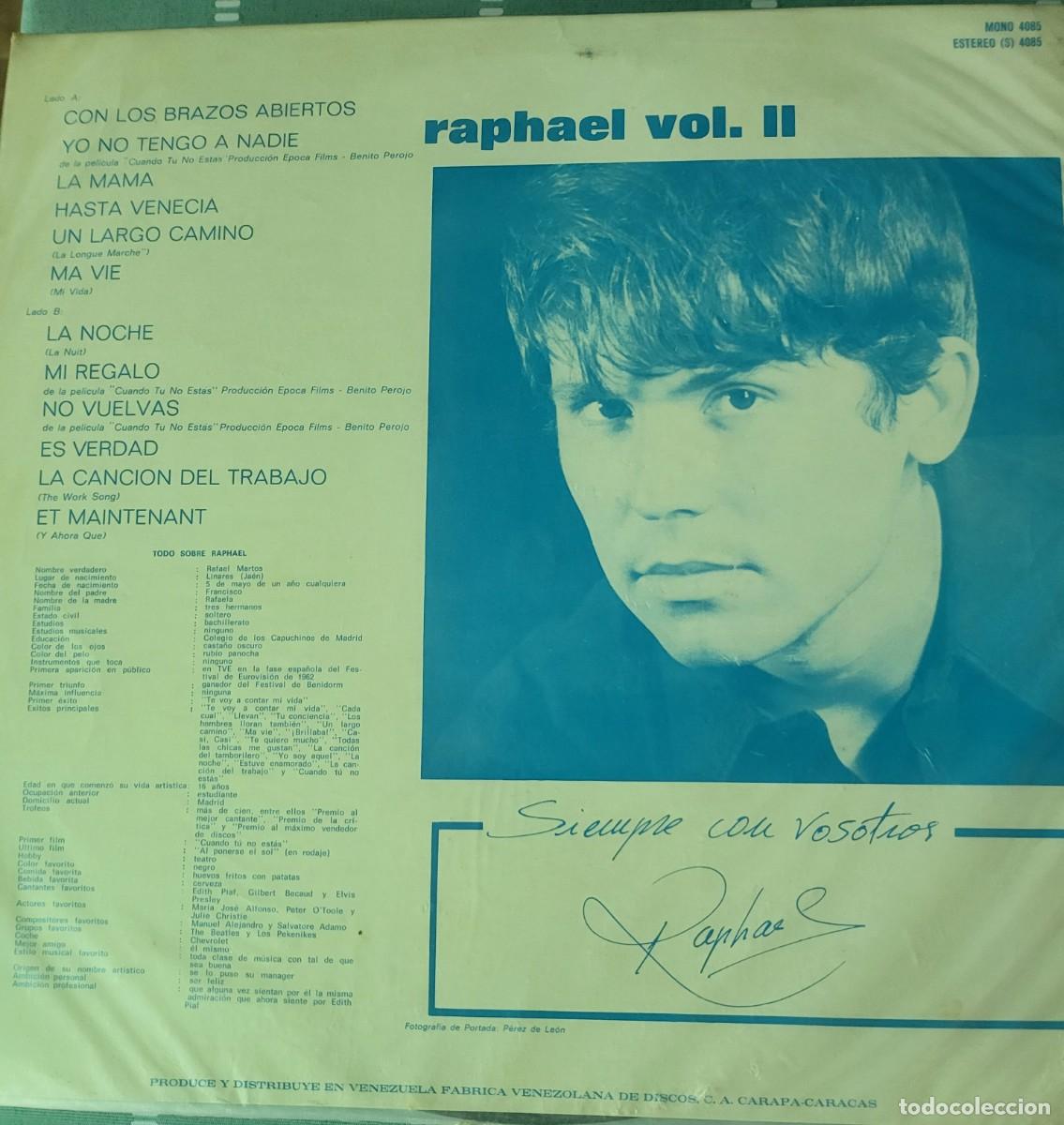 Discos de vinilo: Raphael Lp sello Orbe-Hispavox editado en Venezuela... - Foto 2