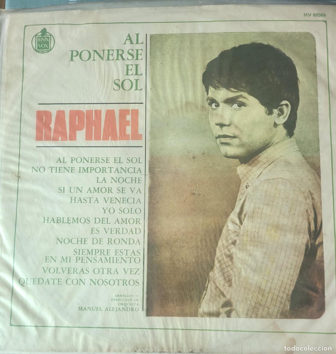 Discos de vinilo: Raphael Lp sello Hispavox editado en Uruguay...de Al ponerse el sol. - Foto 1