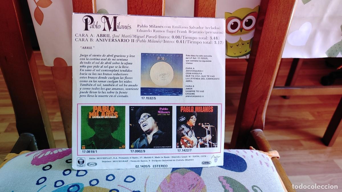 Discos de vinilo: PABLO MILANES-SINGLE ABRIL - Foto 2