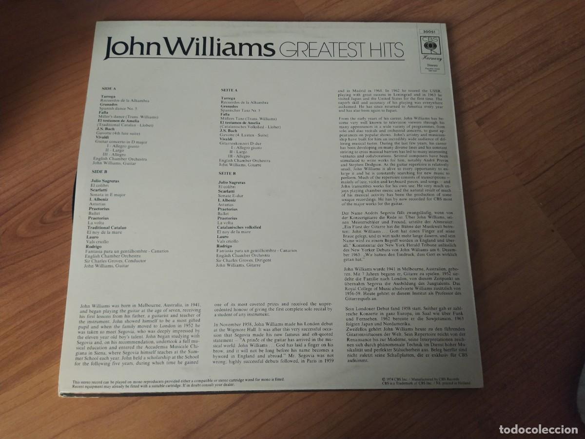 Discos de vinilo: JOHN WILLIAMS. GREATEST HITS lp cbs harmony - Foto 3