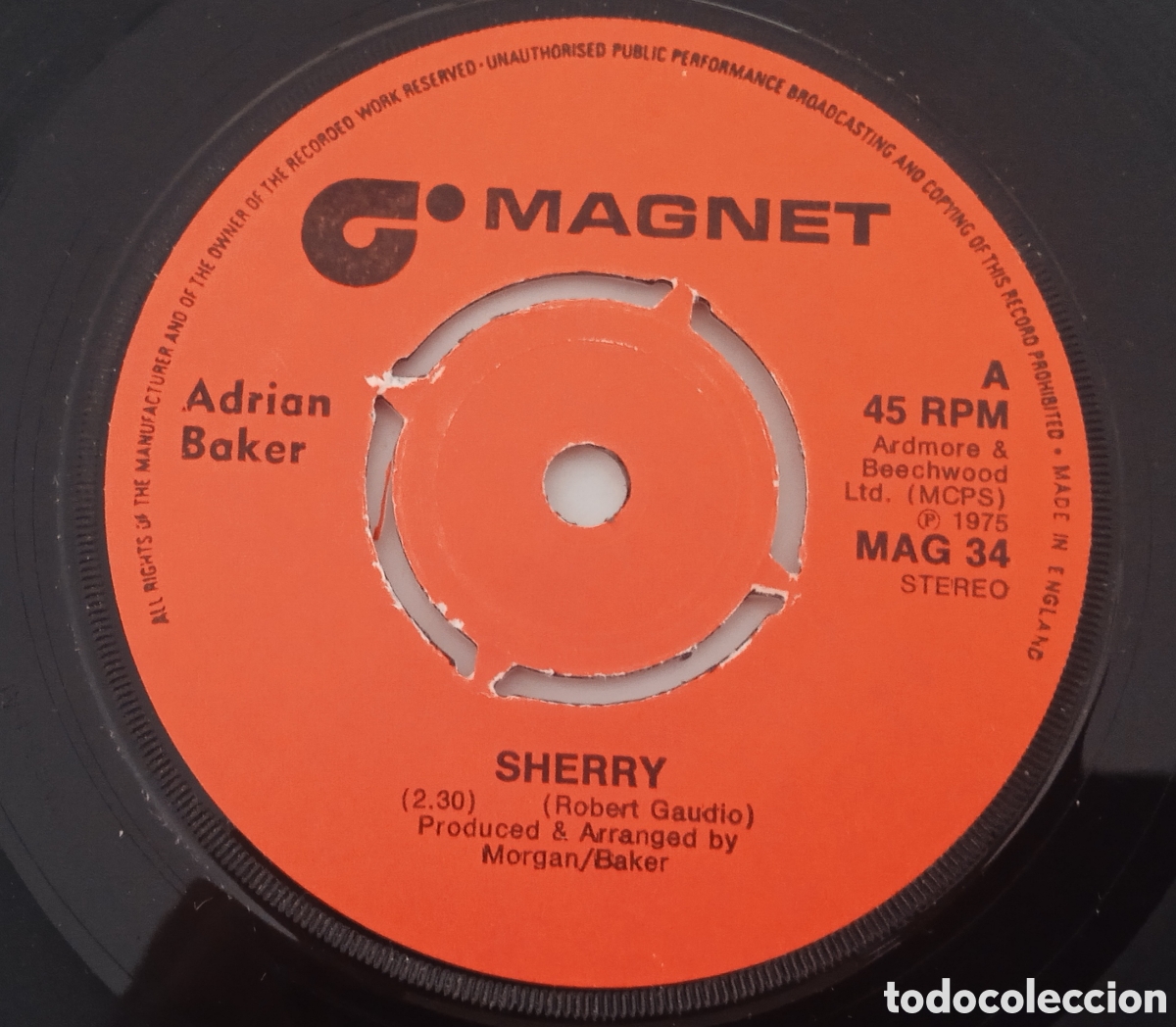Discos de vinilo: ADRIAN BAKER - Sherry (1975) single - Foto 1