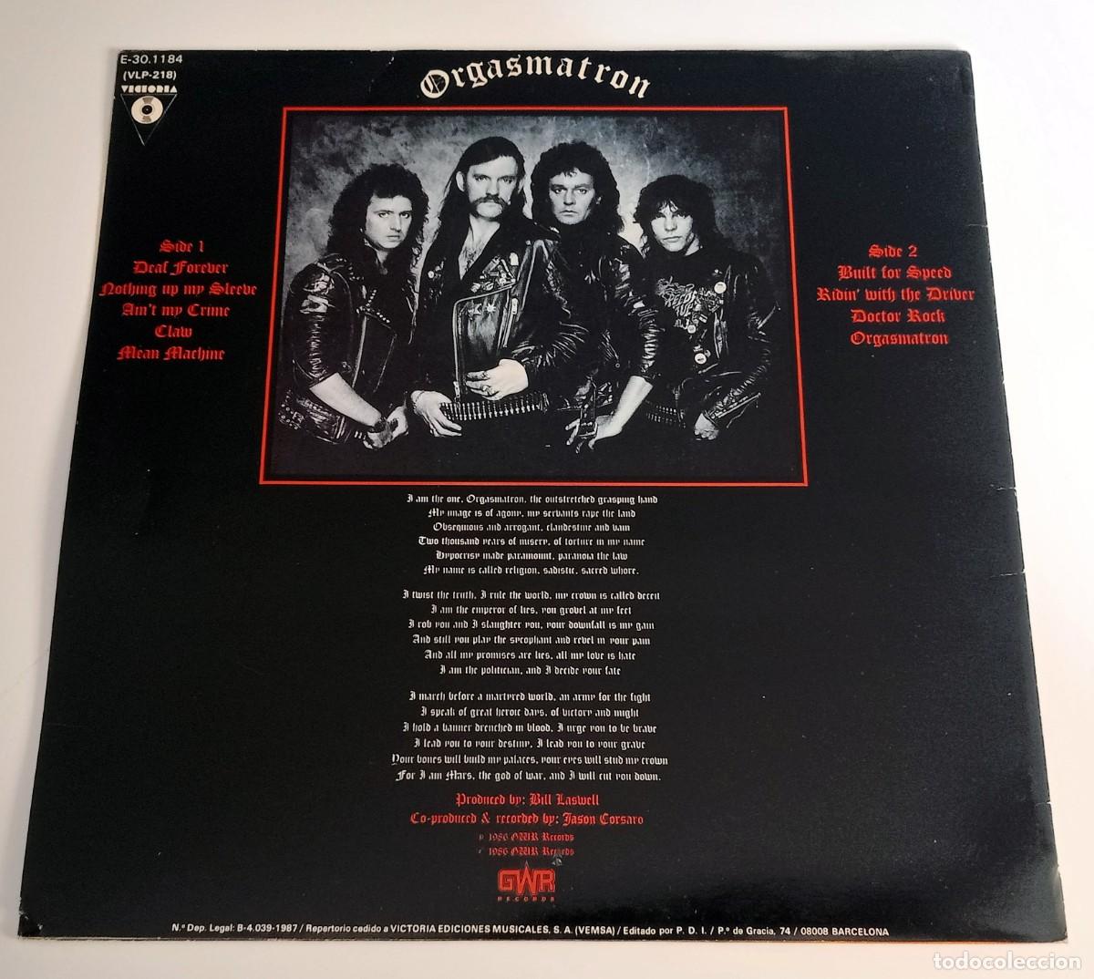 Discos de vinilo: LP MOTORHEAD - ORGASMATRON - Foto 2