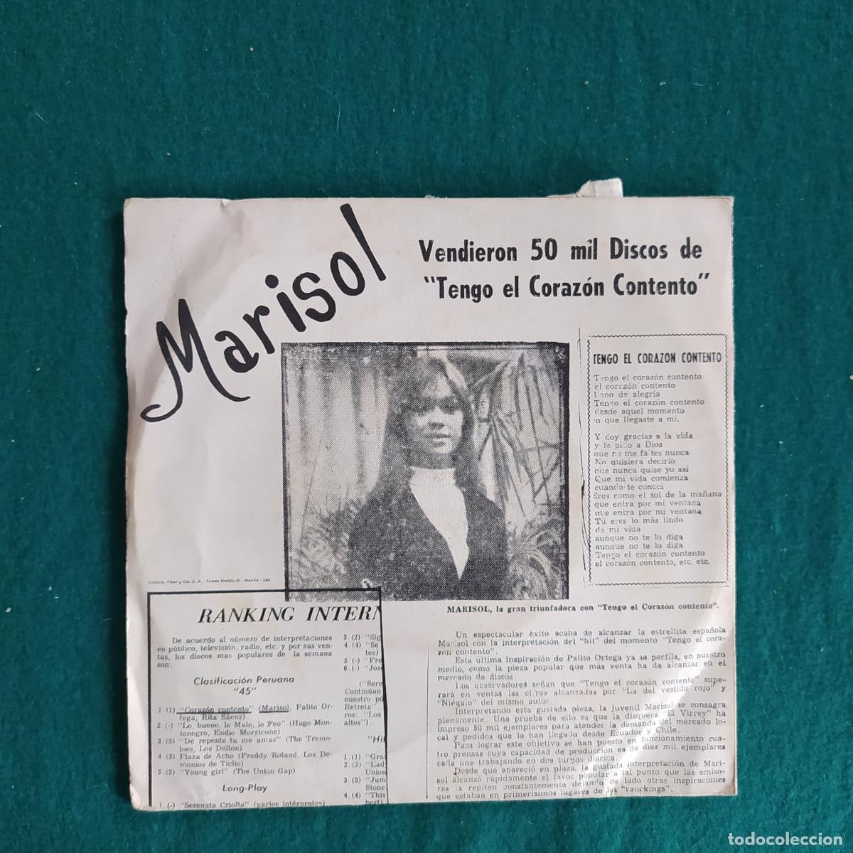 Discos de vinilo: Marisol &ndash; Coraz&oacute;n Contento - Foto 2