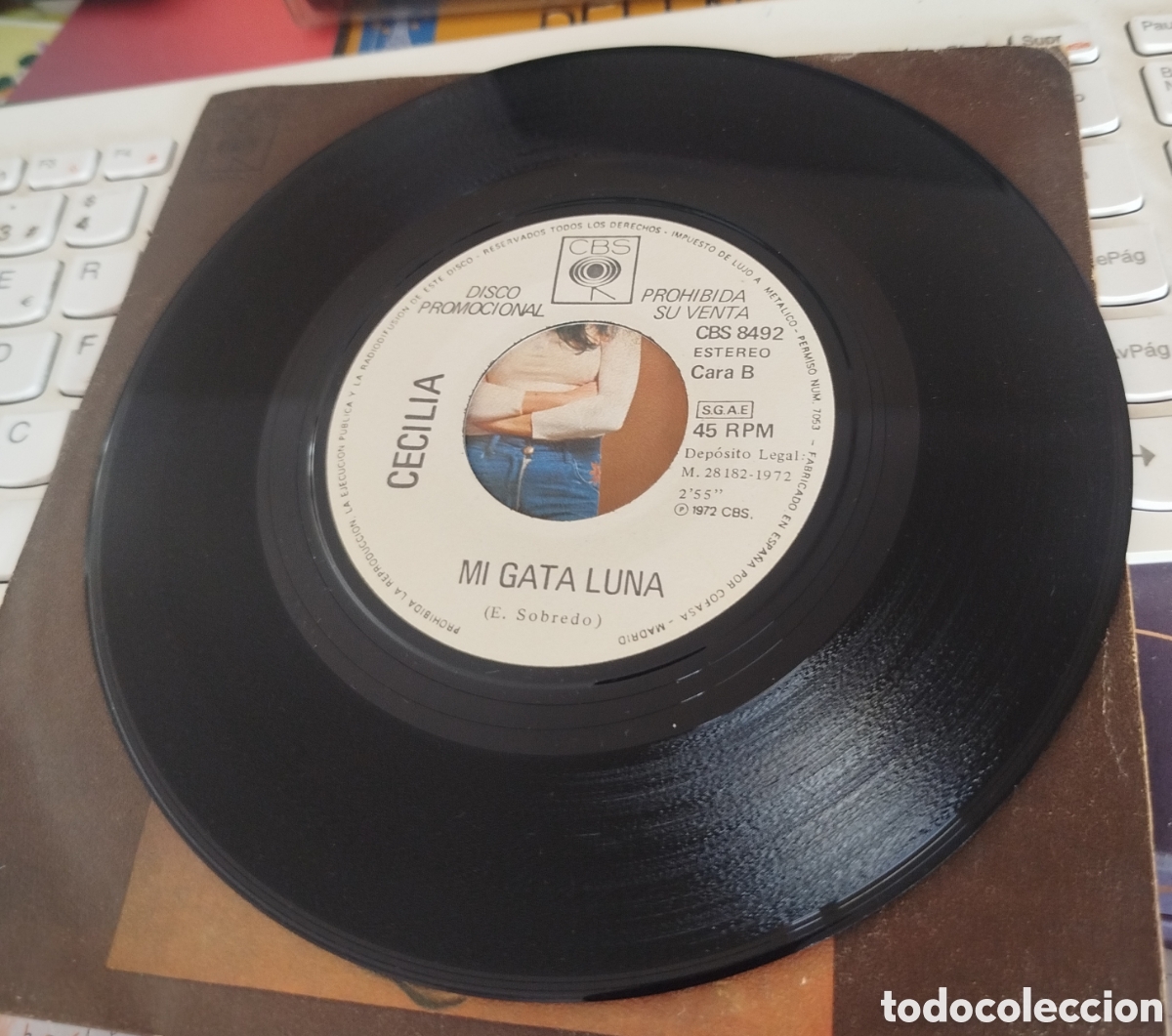 Discos de vinilo: Cecilia - Nada de nada / Mi gata luna - Foto 2