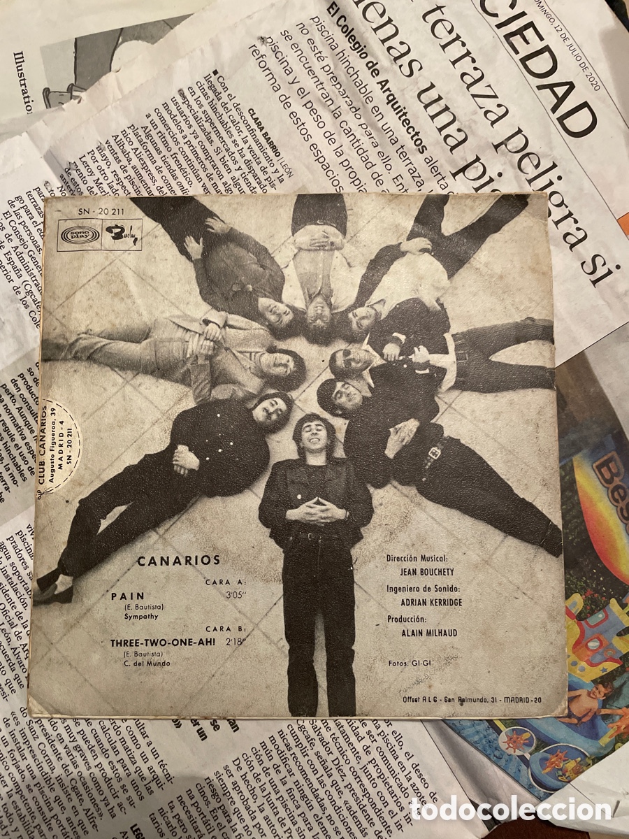 Discos de vinilo: Canarios Pain / Three-two-one-ah! 1969 - Foto 2