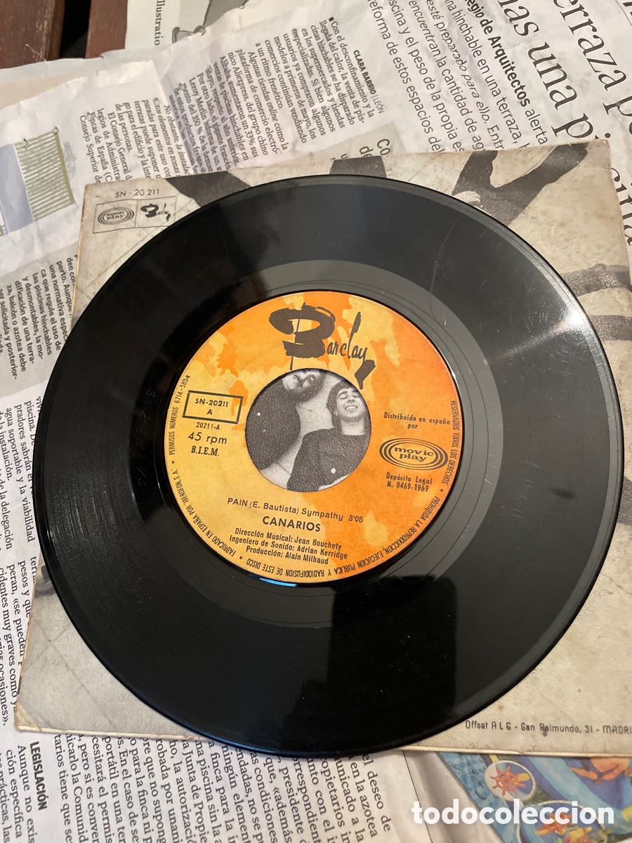 Discos de vinilo: Canarios Pain / Three-two-one-ah! 1969 - Foto 3