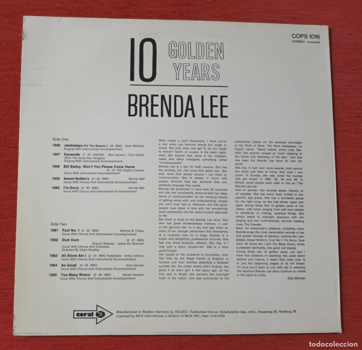 Discos de vinilo: BRENDA LEE - GOLDEN YEARS - LP - Foto 2