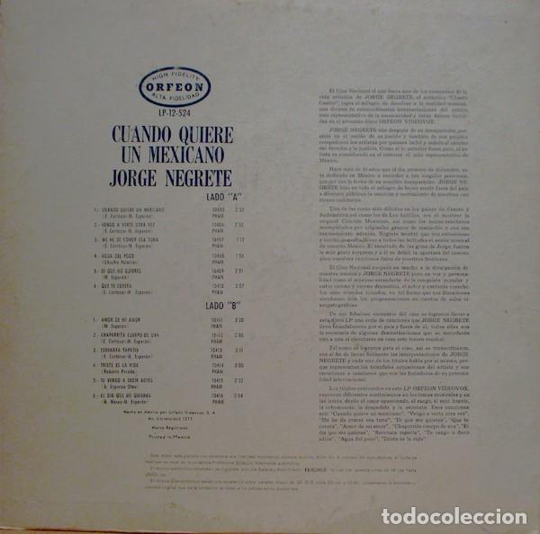 Discos de vinilo: Jorge Negrete &ndash; Cuando Quiere Un Mexicano - Foto 2