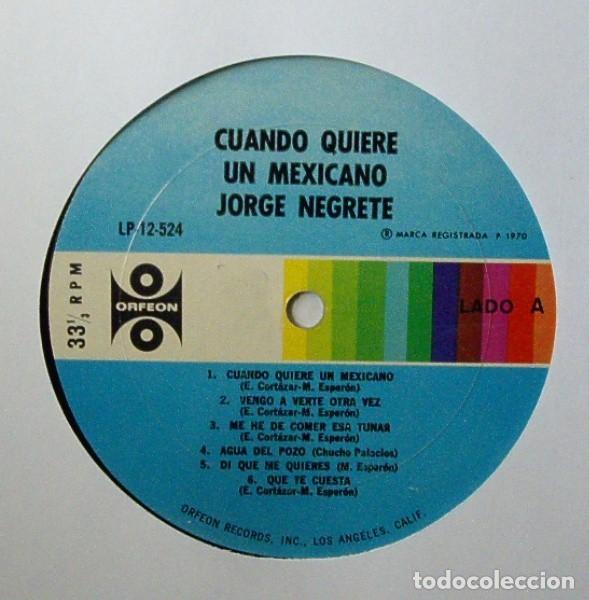 Discos de vinilo: Jorge Negrete &ndash; Cuando Quiere Un Mexicano - Foto 3