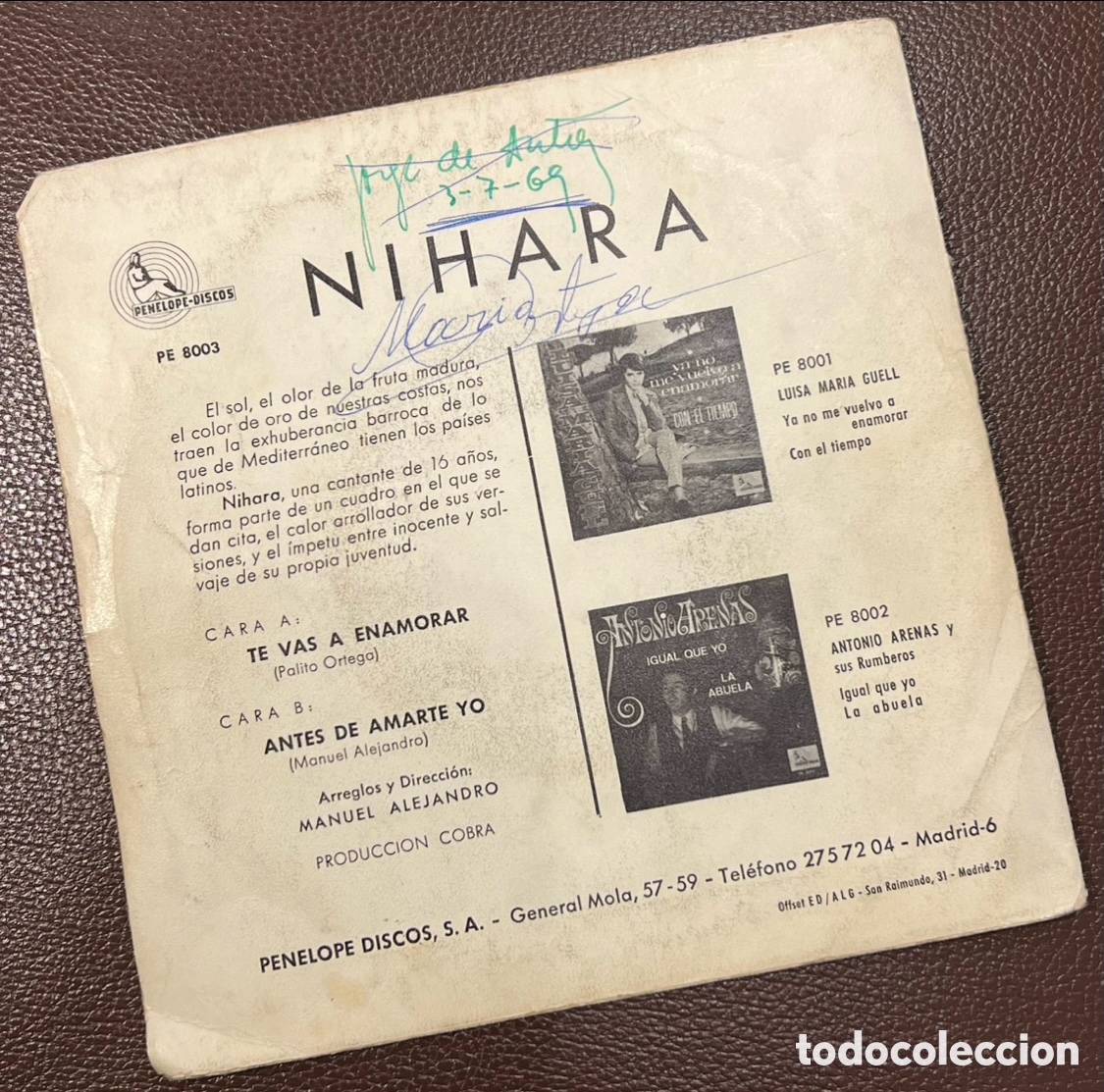Discos de vinilo: Disco Vinilo Single. Nihara. &ldquo;Te vas a enamorar&rdquo;. 1969. - Foto 2