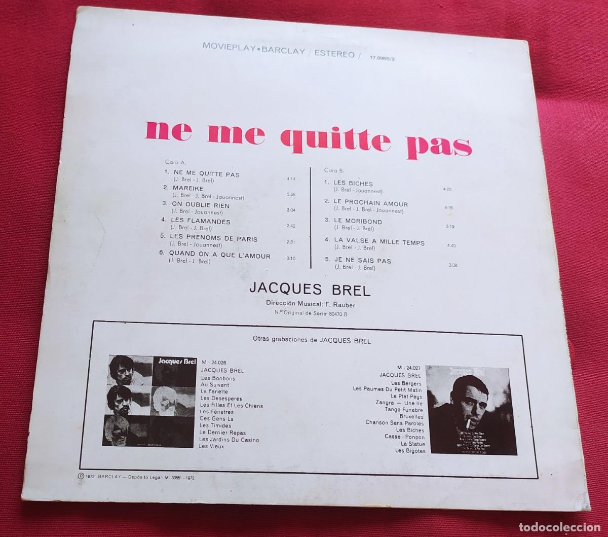 Discos de vinilo: LP JACQUES BREL: Ne me quitte pas 1972 - Foto 3