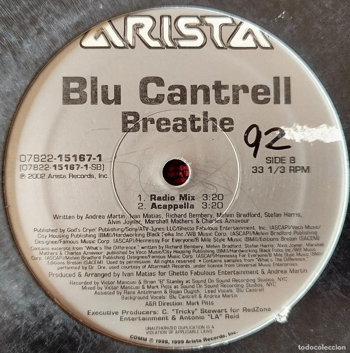 Discos de vinilo: BLU CANTRELL ** Breathe ** MAXI SINGLE VINILO 2002 USA - Foto 3