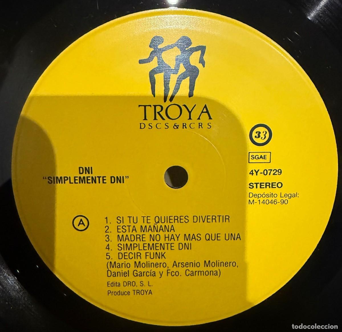 Discos de vinilo: DNI &lrm;&ndash; Simplemente DNI. Disco Vinilo. Estado VG+.VG+.1990.R - Foto 3