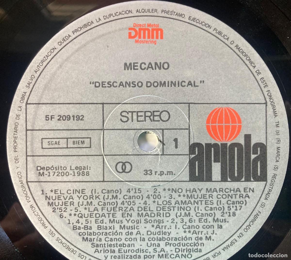 Discos de vinilo: MECANO - DESCANSO DOMINICAL - Foto 7