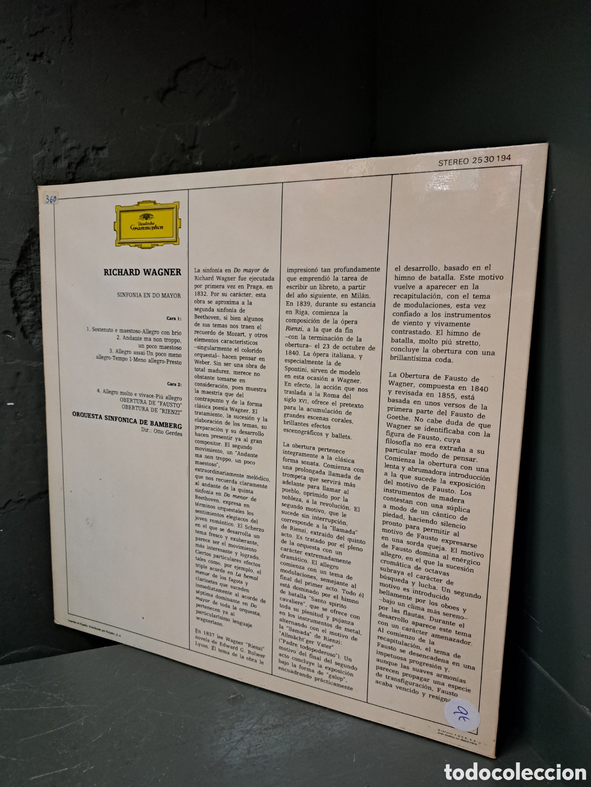 Discos de vinilo: Wagner. Sinfon&iacute;a en Do Mayor - Foto 2