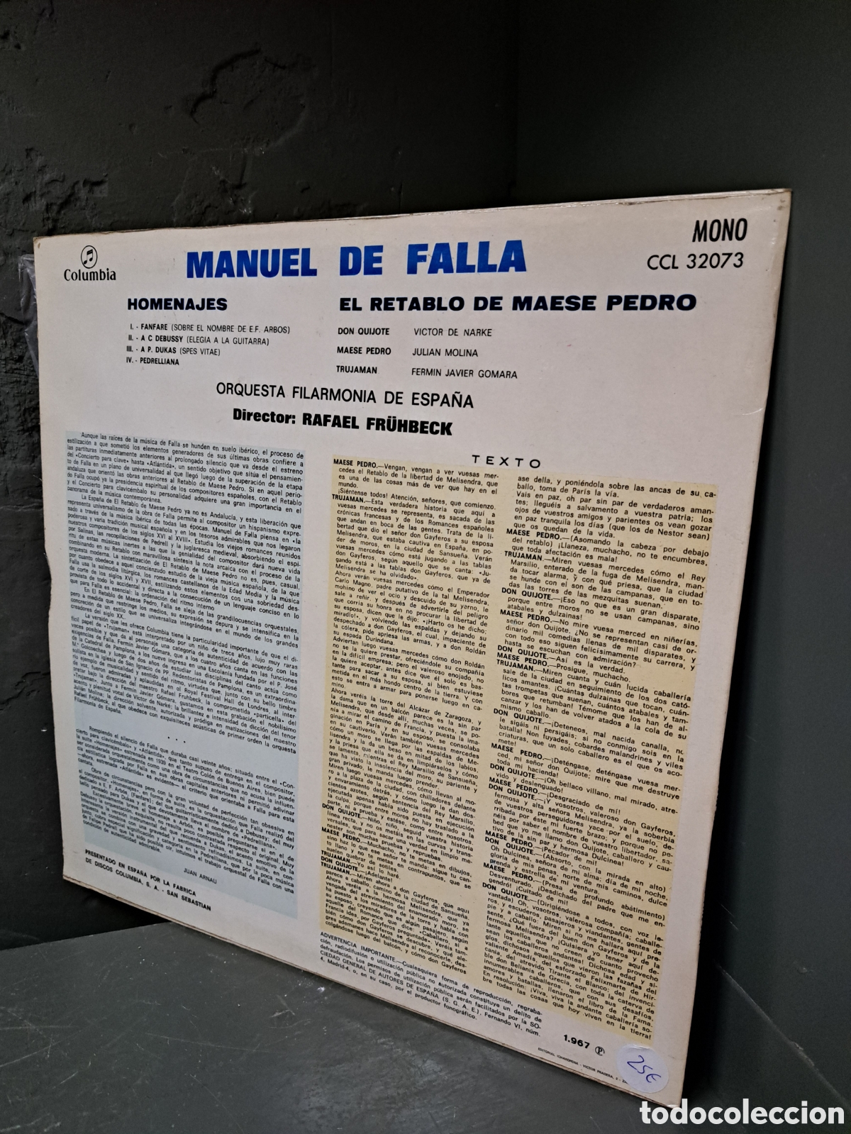 Discos de vinilo: Manuel de Falla. El retablo de Maese Pedro - Foto 2