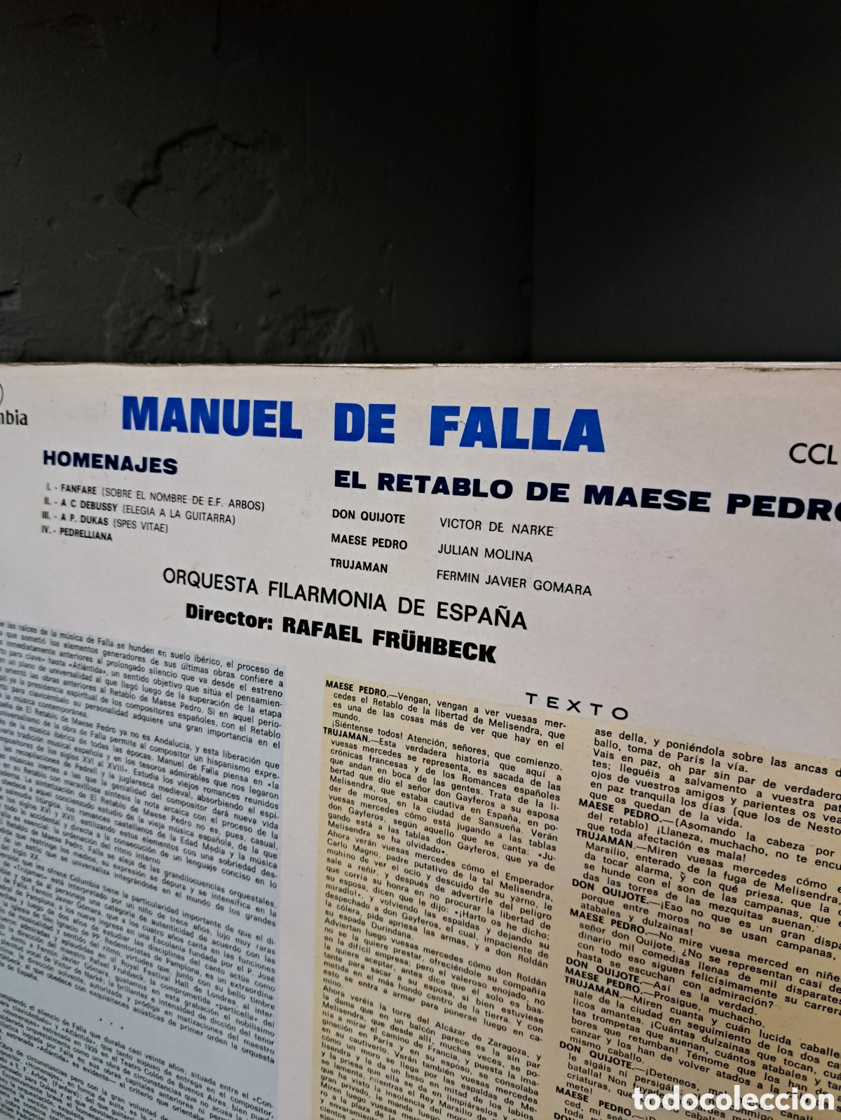 Discos de vinilo: Manuel de Falla. El retablo de Maese Pedro - Foto 3