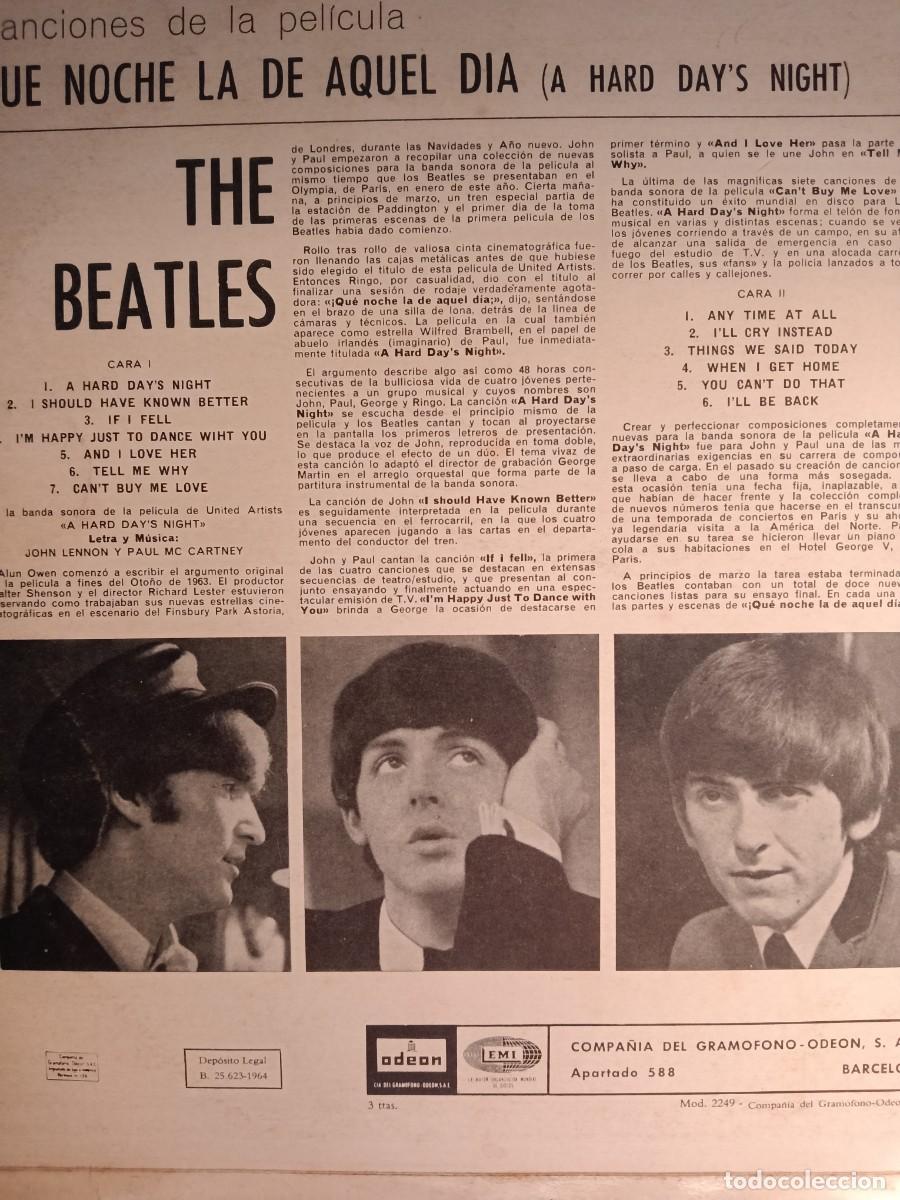 Discos de vinilo: vinilo The Beatles &rdquo;que noche la de aquel d&iacute;a&rdquo; - Foto 2