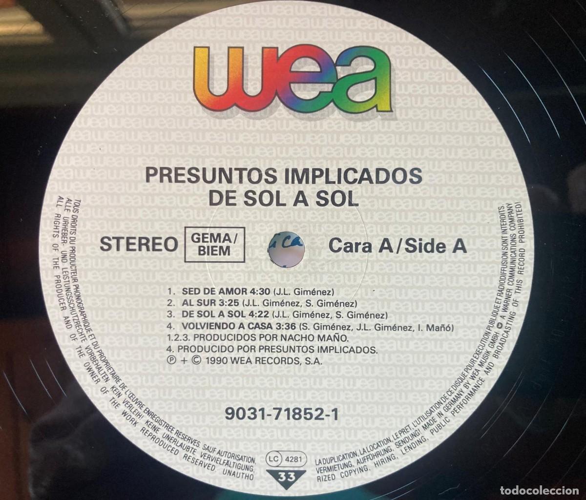 Discos de vinilo: PRESUNTOS IMPLICADOS - DE SOL A SOL - Foto 5