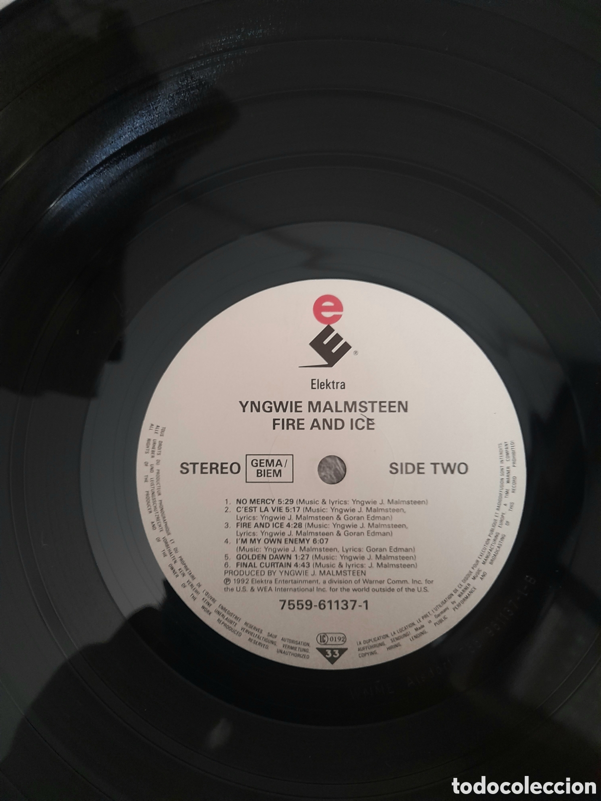 Discos de vinilo: YNGWIE MALMSTEEN - FIRE & ICE- LP 1992 + INSERT - Foto 4