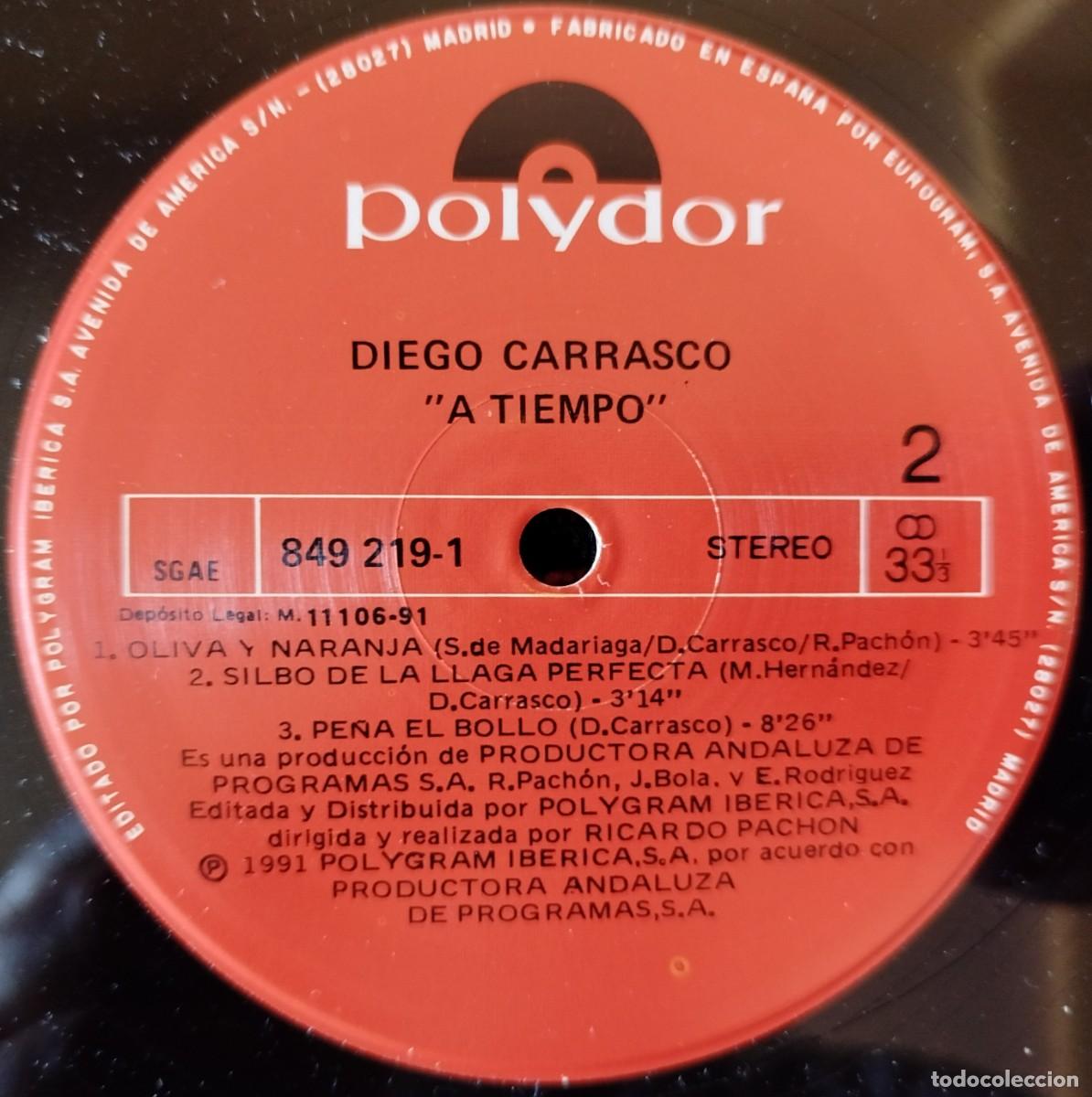 Discos de vinilo: DIEGO CARRASCO ** A Tiempo ** VINILO LP 1991 - Foto 4