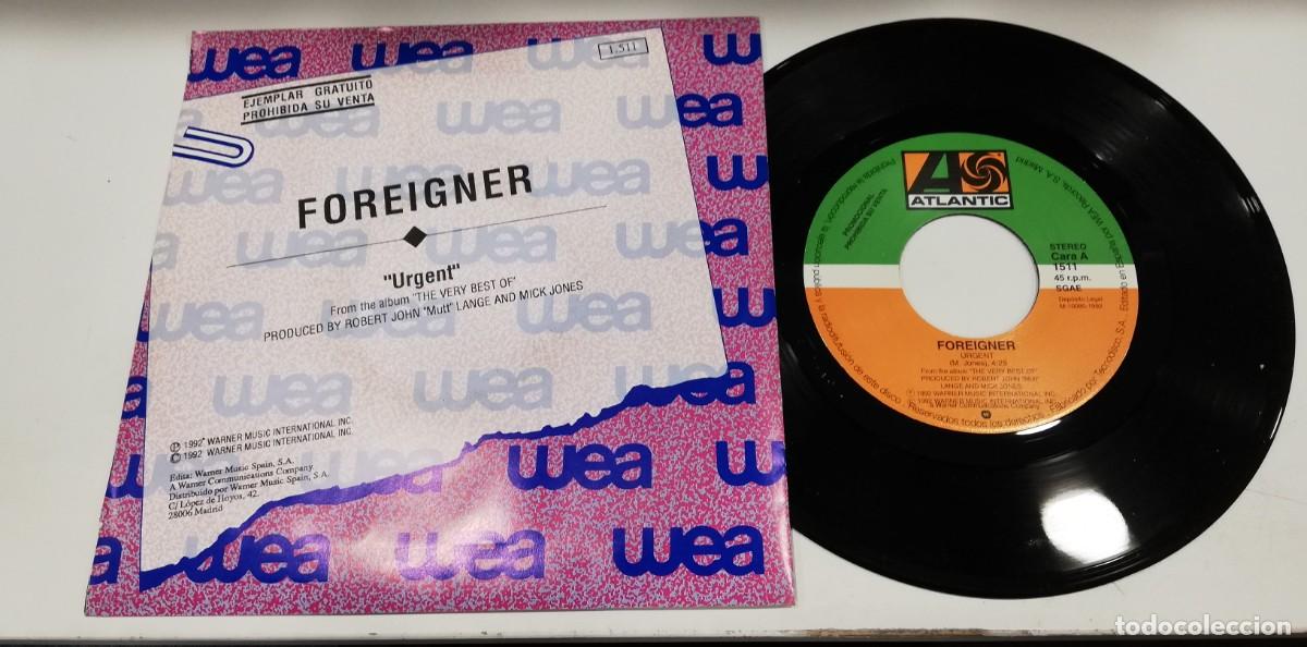 Discos de vinilo: SCO99-Foreigner - Urgent (7&rdquo;, Single, Promo) - Foto 2